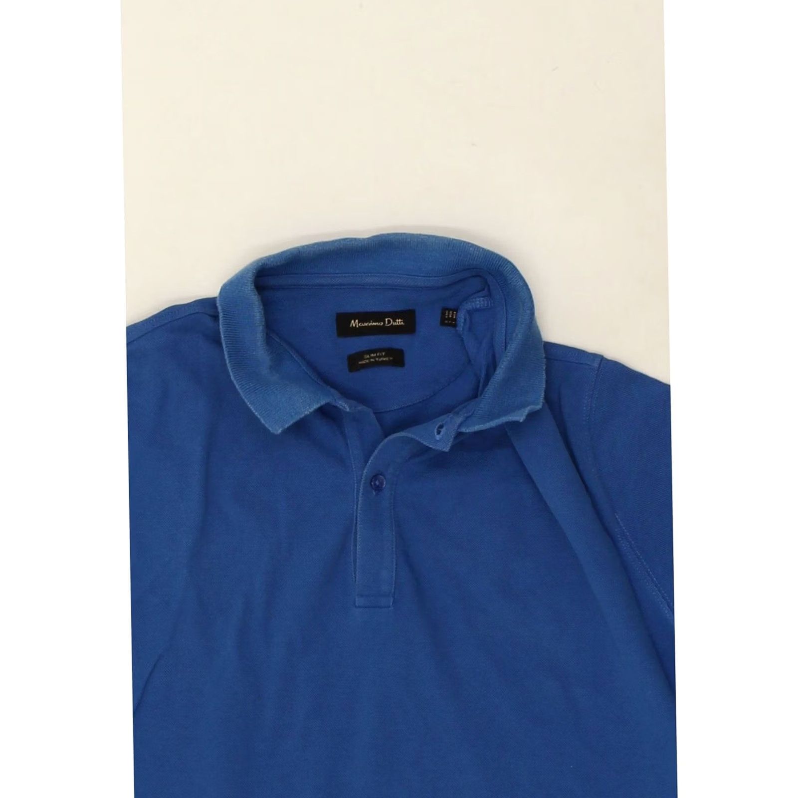 Massimo Dutti MASSIMO DUTTI Mens Slim Fit Polo Shirt Large Blue II04 Size US L / EU 52-54 / 3 - 3 Thumbnail