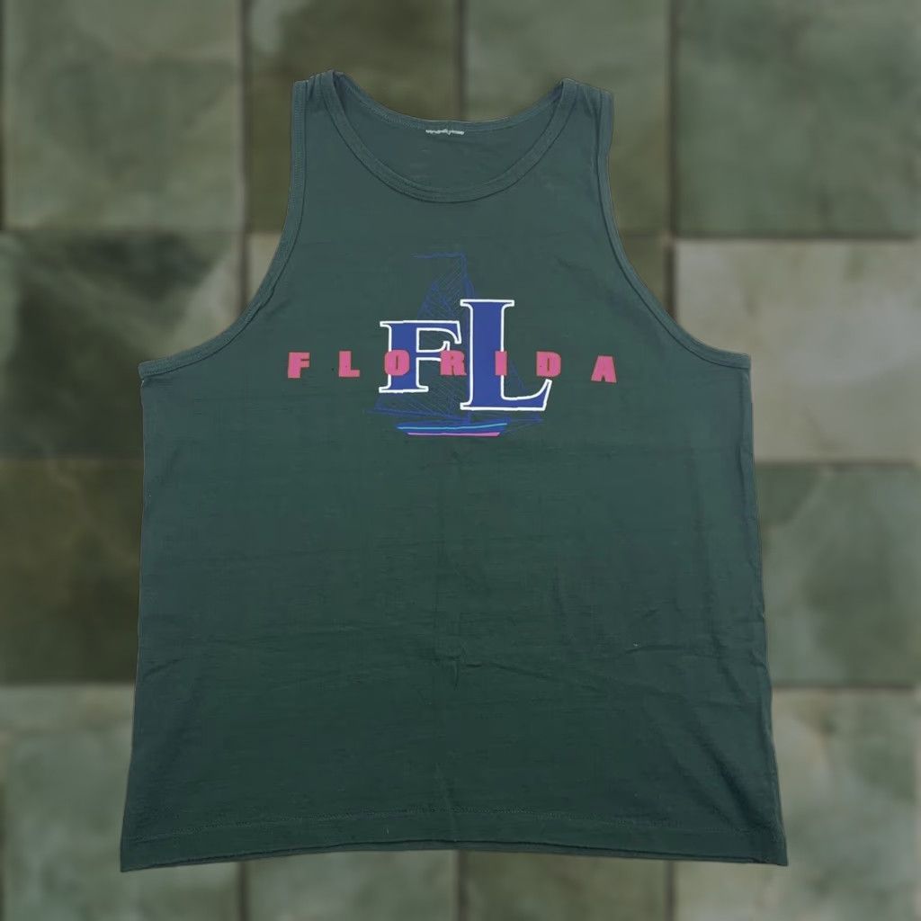 Vintage VINTAGE Florida Tank Top Men L Green 90s Beach Travel State Sailing Ocean Size US L / EU 52-54 / 3 - 1 Thumbnail