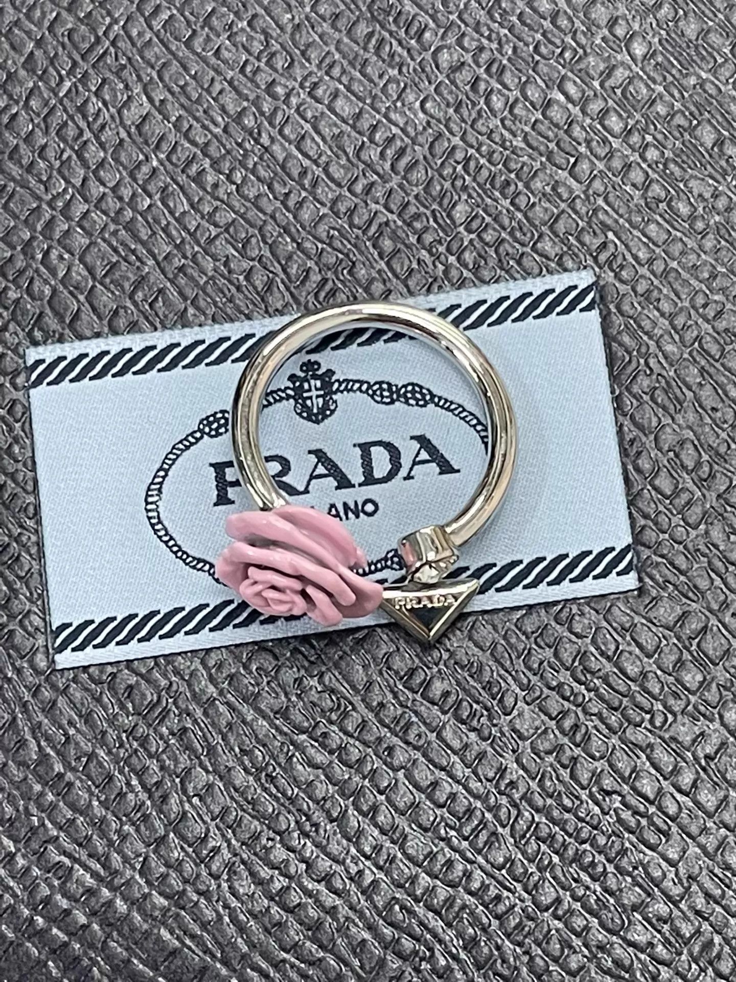 Prada Prada Women's Pink Rose Enamel Open Ring Size ONE SIZE - 3 Thumbnail