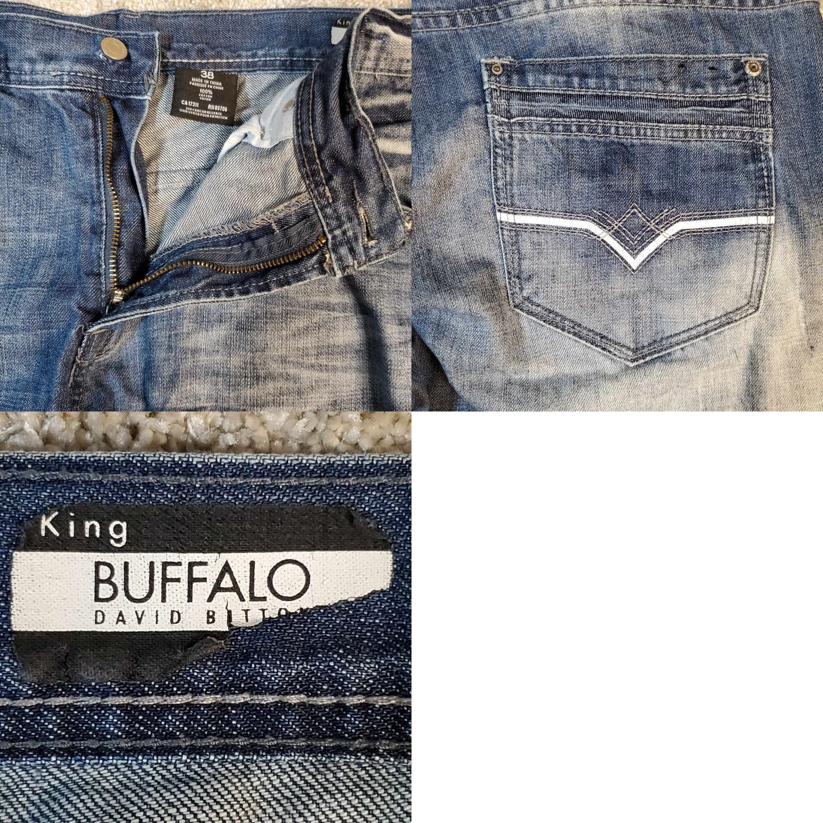 Buffalo David Bitton Buffalo David Bitton Jeans Mens 38 Blue Denim Straight Leg 38x31 Regular Inseam 30in 5-Pocket Denim Jeans Size US 38 / EU 54 - 8 Thumbnail