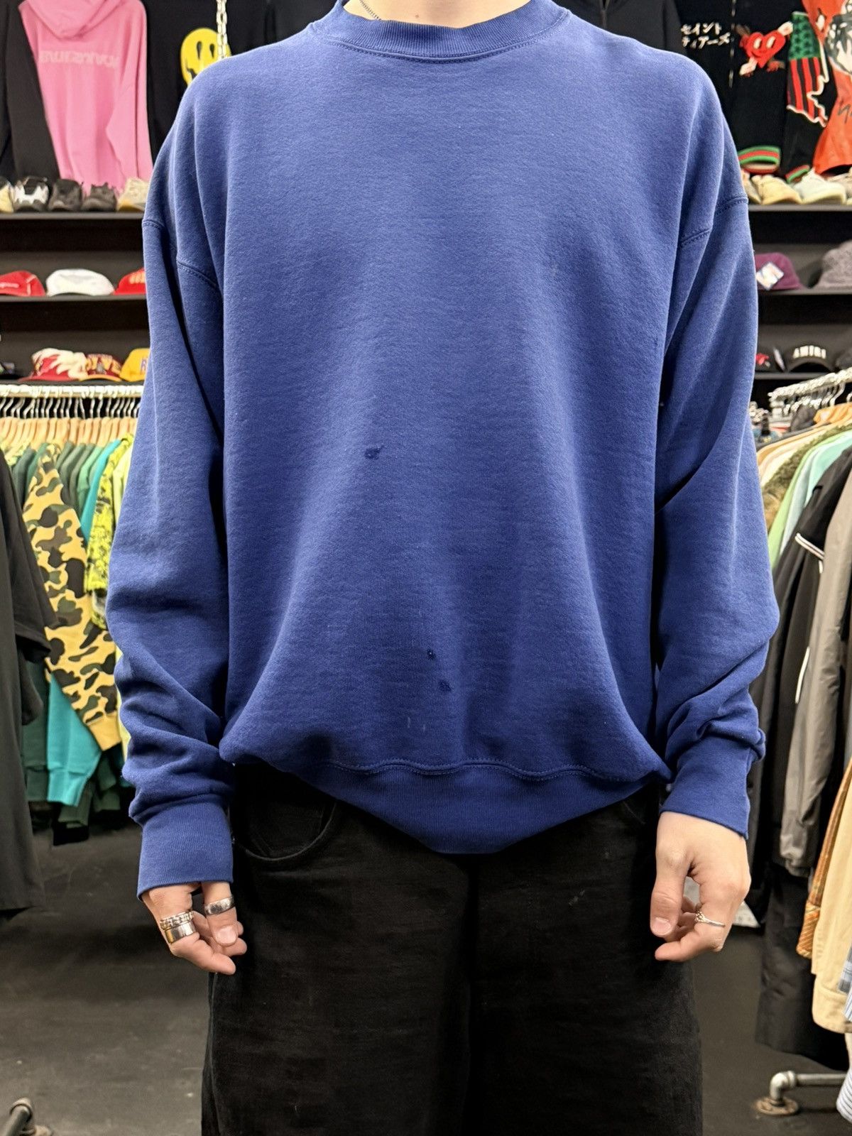Vintage Vintage faded blue blank crewneck Size US XL / EU 56 / 4 - 1 Thumbnail