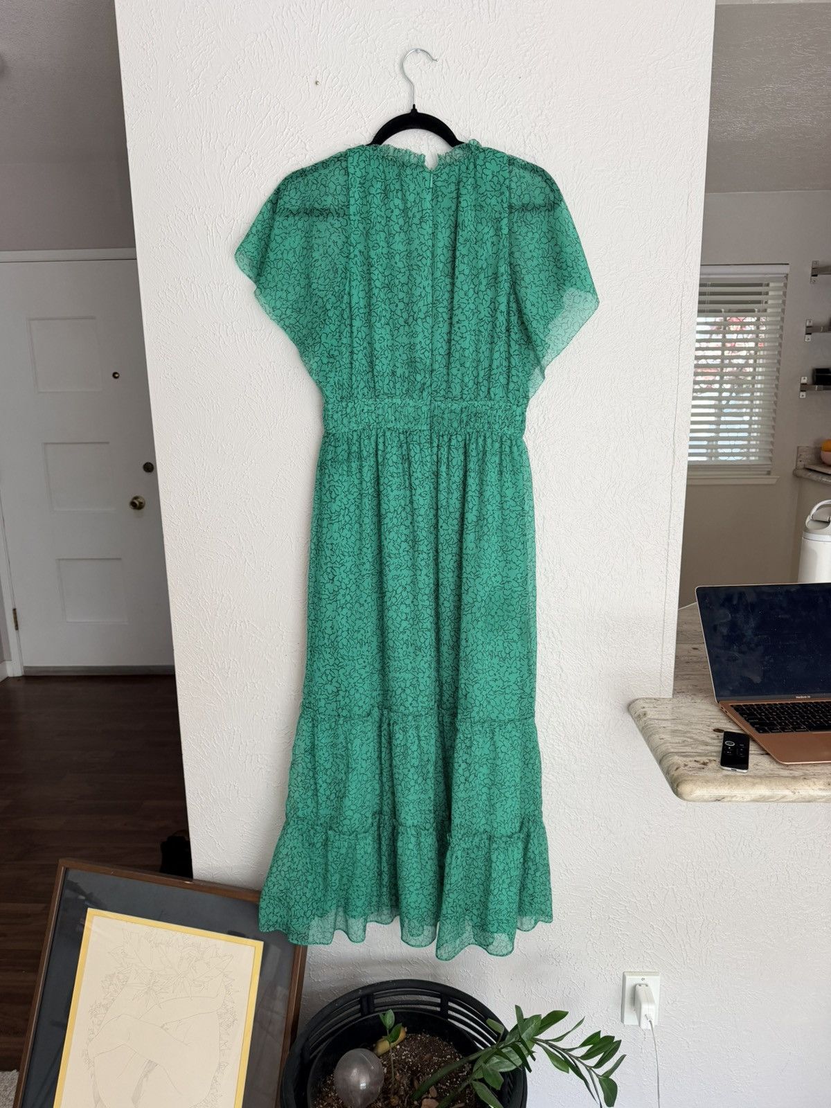 Whistles Whistles Green Sketched Floral Frill tiered Dress 4 Size S / US 4 / IT 40 - 16 Thumbnail
