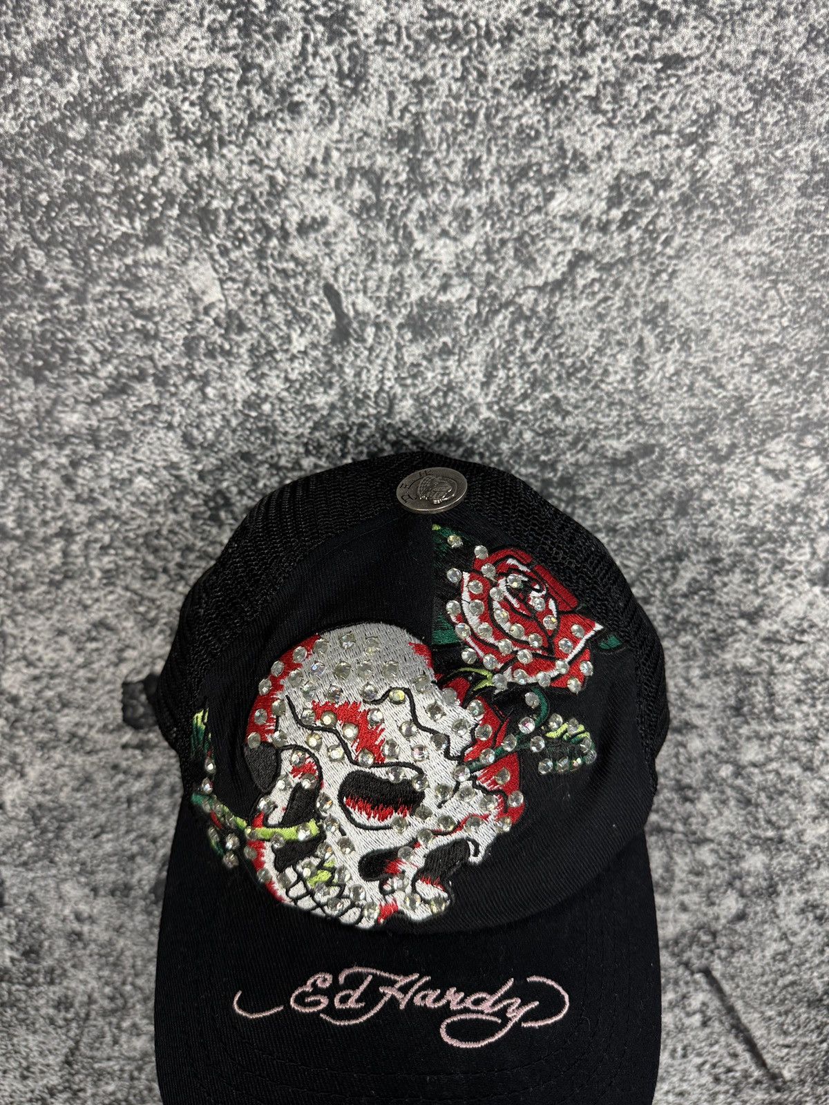 Ed Hardy Ed Hardy Baseball Cap Skeleton Rose Logo Y2K One Size Size ONE SIZE - 3 Thumbnail