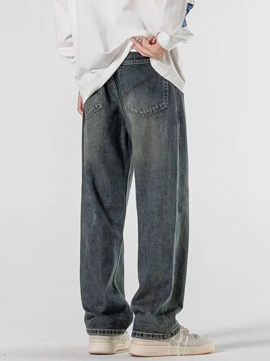 Japanese Brand Vintage washed and padded loose fit straight leg jeans Size US 32 / EU 48 - 4 Thumbnail