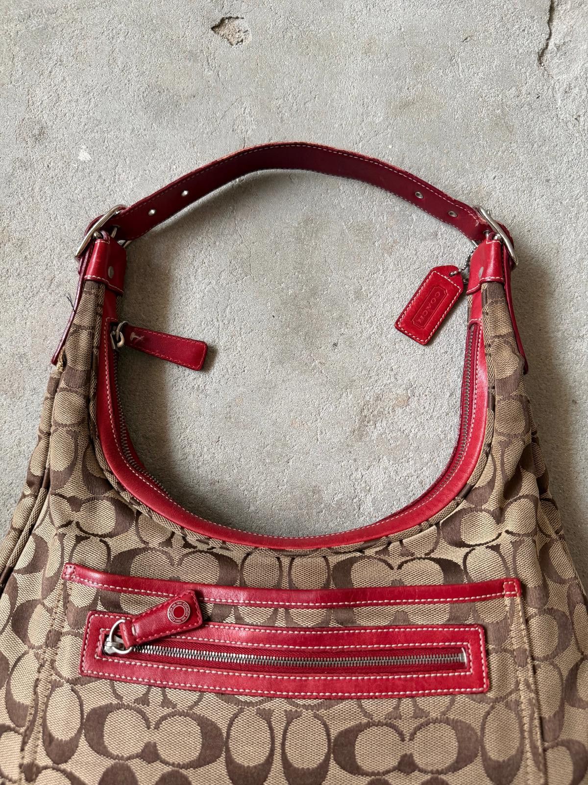 Coach Coach Signature Hamilton Hobo Shoulder Bag Beige/Red Size ONE SIZE - 3 Thumbnail
