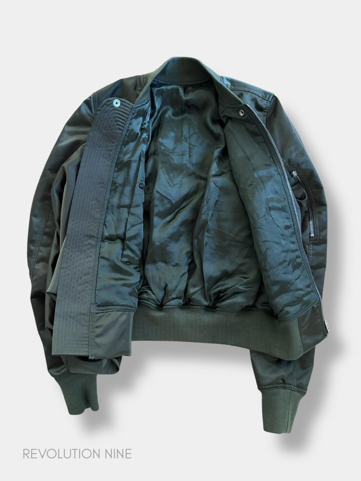 Rick Owens Rick Owens FW22 melting satin drape green bomber jacket Size US S / EU 44-46 / 1 - 2 Thumbnail