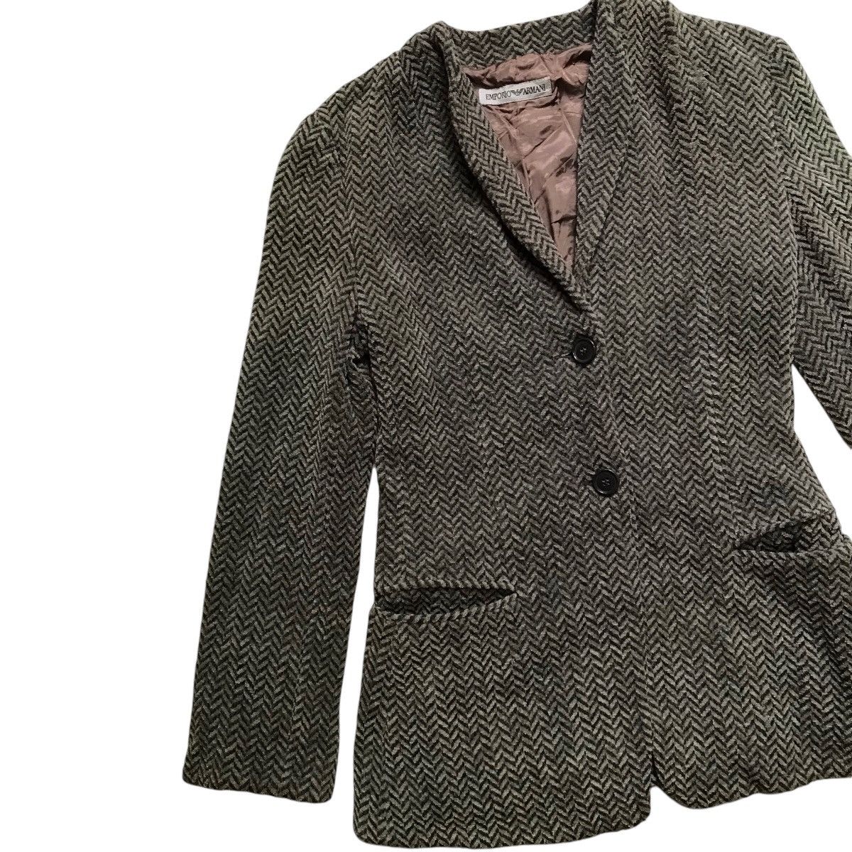 Emporio Armani Vintage Emporio Armani Wool Collarless Jacket Size S / US 4 / IT 40 - 3 Thumbnail