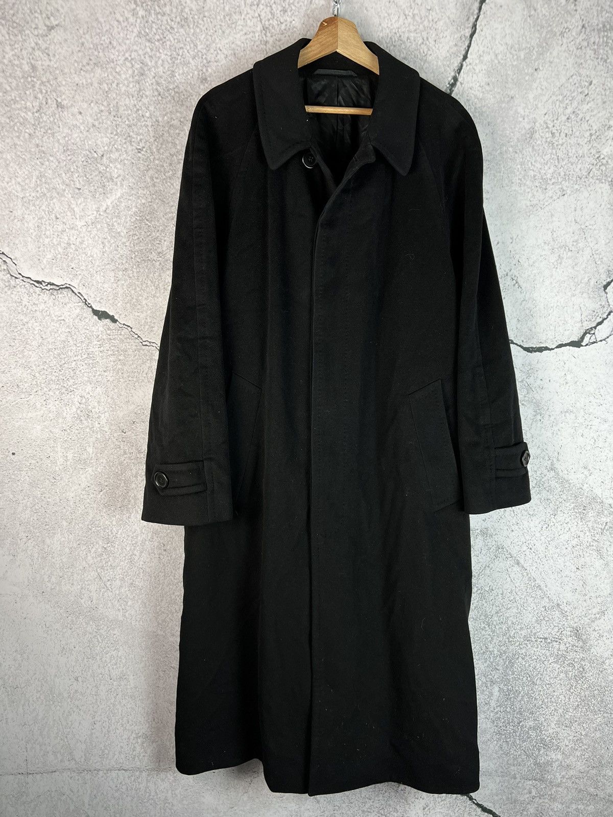 image of Hugo Boss Wool Overcoat Loro Piana Fabric Size L/m in Black, Men's
