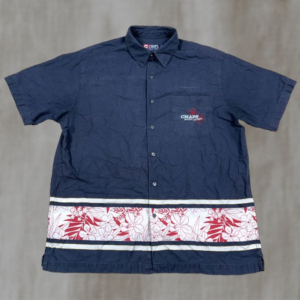 Chaps VINTAGE Chaps Ralph Lauren Shirt Men XL Button Up Floral Hawaiian 90s Canvas Blue Size US XL / EU 56 / 4 - 1 Thumbnail