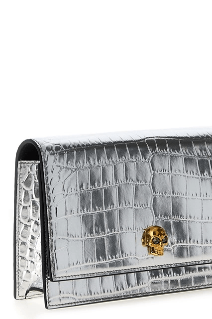 Alexander McQueen McQueen Skull Small Silver Leather Shoulder Bag Size ONE SIZE - 3 Thumbnail