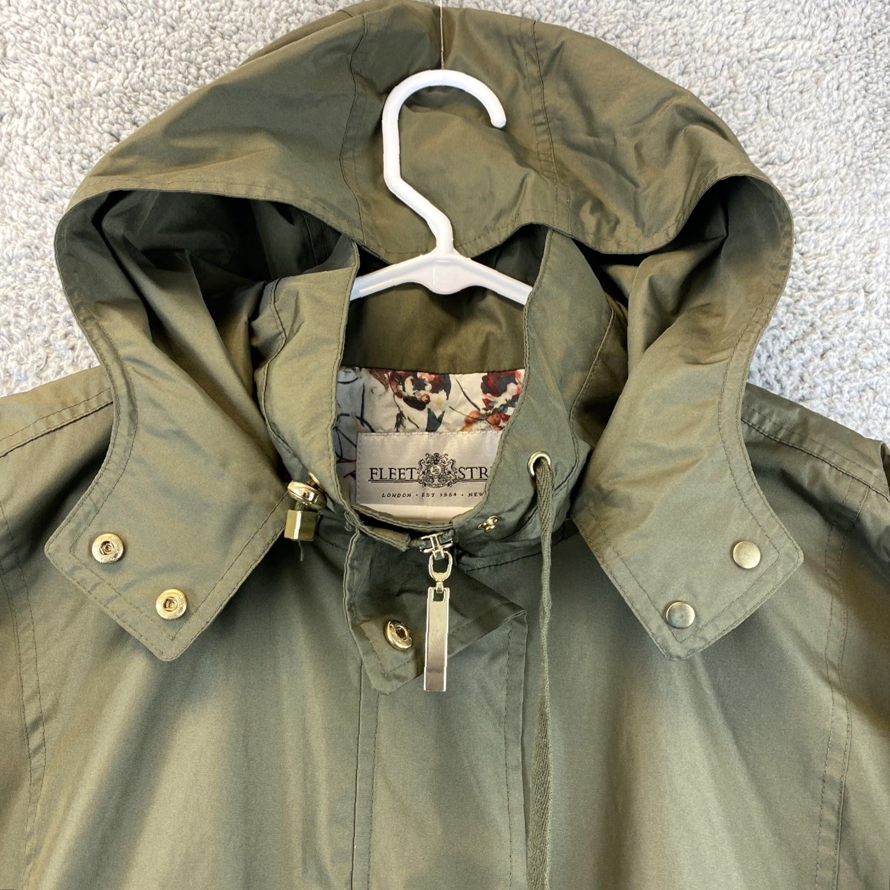 Vintage Fleet Street Coat Womens Green Detachable Hooded 50-23 XL Regular Short Softshell Jacket Zipper Fall Size XL / US 12-14 / IT 48-50 - 2 Thumbnail