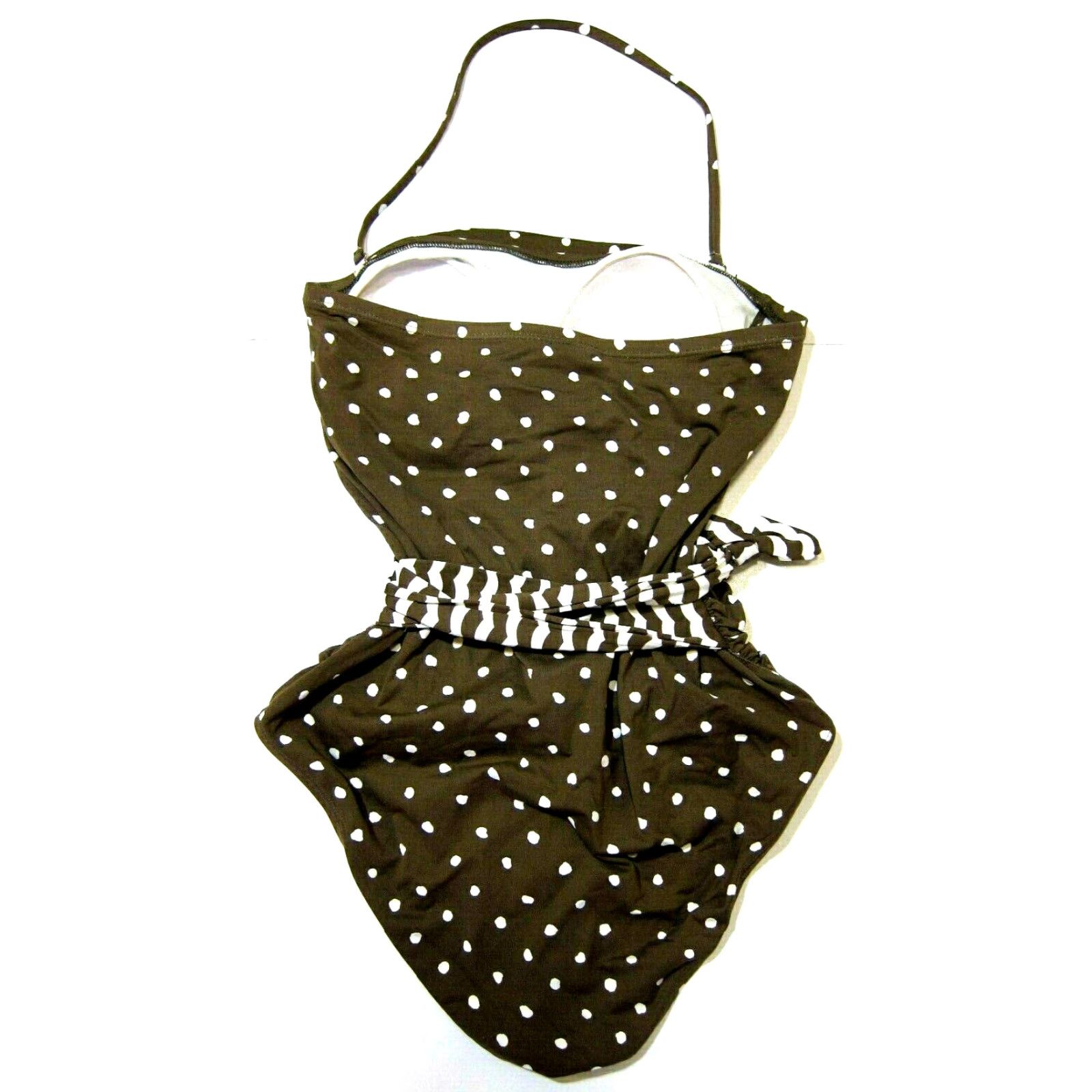 Tommy Bahama VINTAGE Tommy Bahama One Piece Swimsuit Halter Brown White Polka Dot Padded, 8 Women Size ONE SIZE - 5 Thumbnail