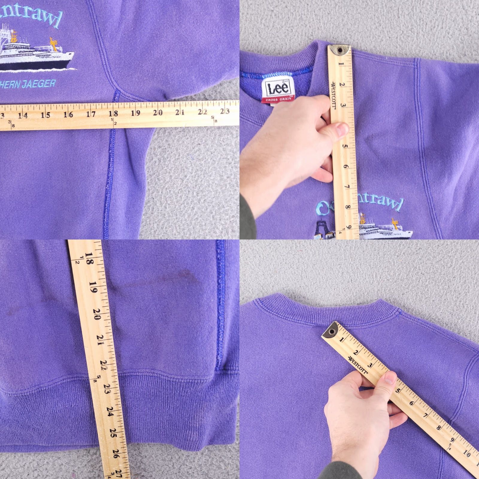 Lee VINTAGE Lee Sweatshirt Mens S Crew Neck Heavyweight Purple USA Cross Grain Thick Pullover Size US S / EU 44-46 / 1 - 8 Thumbnail