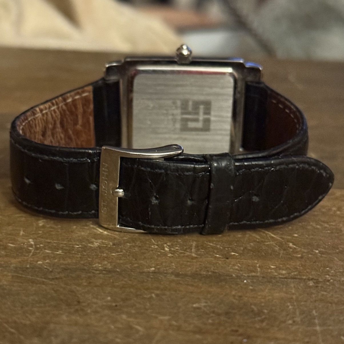 St. John St. John signature logo black leather band watch Size ONE SIZE - 10 Thumbnail