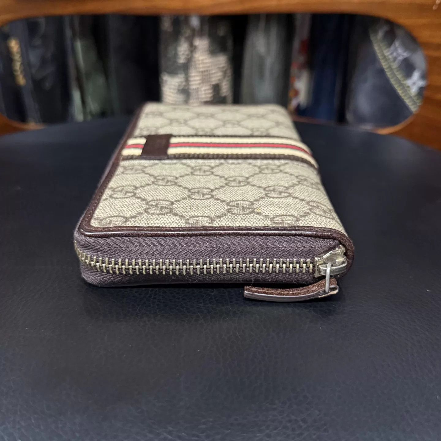 Gucci Gucci Red Green Stripe Allover Print Long Wallet Size ONE SIZE - 4 Thumbnail