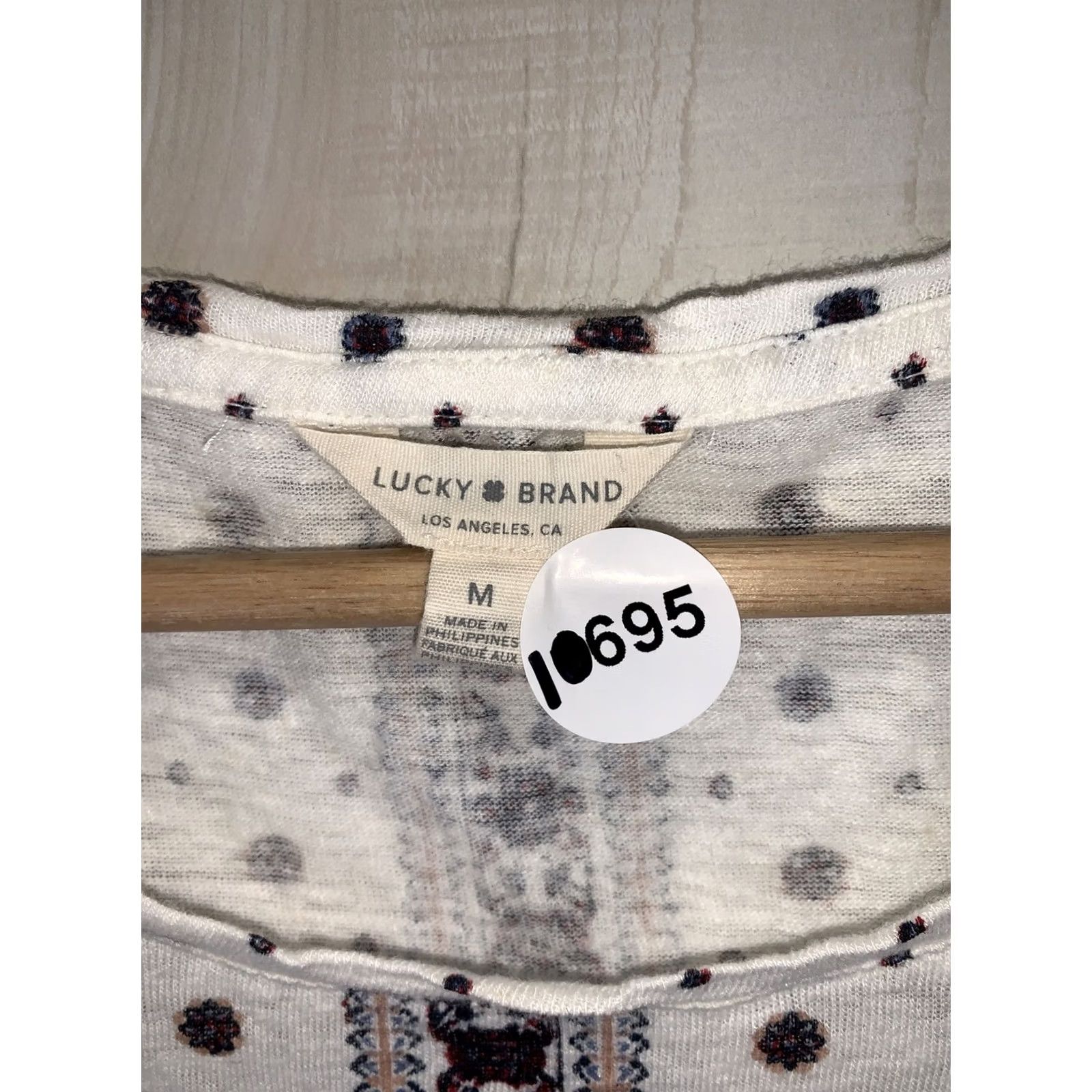 Lucky Brand Lucky Brand Boho Linen Short Sleeve T Shirt Womens Teens Medium-10695 Budgetas-Is Regular-Soft Multicolor Short Sleeve T Shirt Womens Medium Size M / US 6-8 / IT 42-44 - 4 Thumbnail