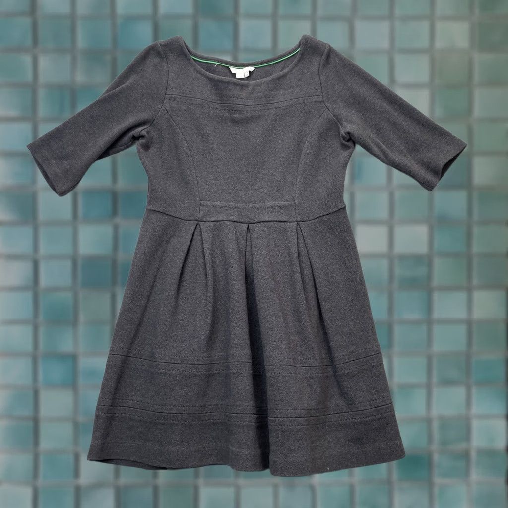 Boden Boden Dress Womens 10 Petite Gray Libby Ponte Jersey Stretch Cotton Pleated Dress Size L / US 10 / IT 46 - 1 Thumbnail