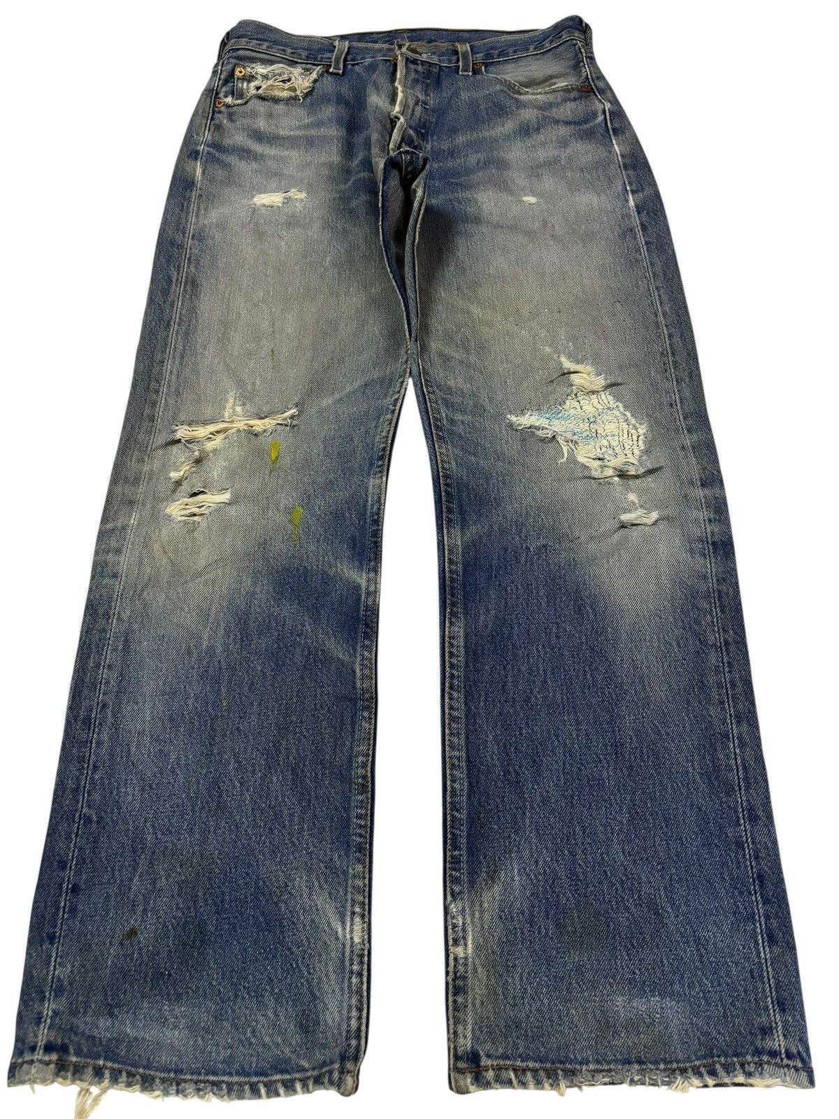Levi's Vtg 90s Levis 501 Distressed Jeans Size US 30 / EU 46 - 1 Thumbnail