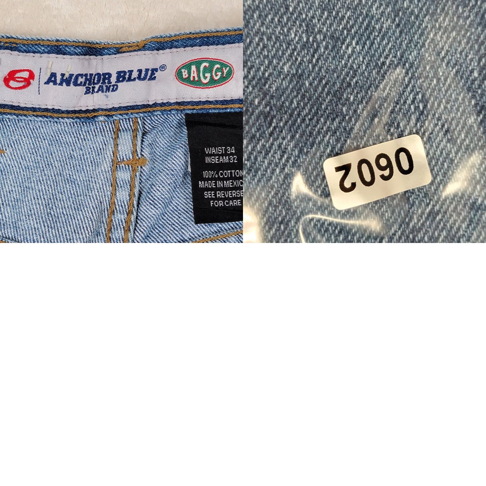 Anchor Blue VINTAGE Anchor Blue Jeans Baggy Denim 34x32 Mens Regular 5-Pocket Blue Cotton Denim Baggy Comfortable Knee 90s Size US 34 / EU 50 - 9 Thumbnail