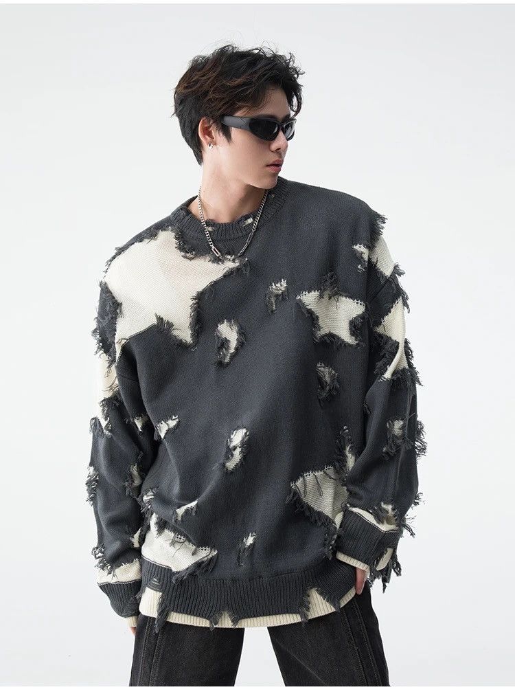Japanese Brand × Vintage Retro hip hop star distressed oversized sweater knitwear Size US XL / EU 56 / 4 - 5 Thumbnail