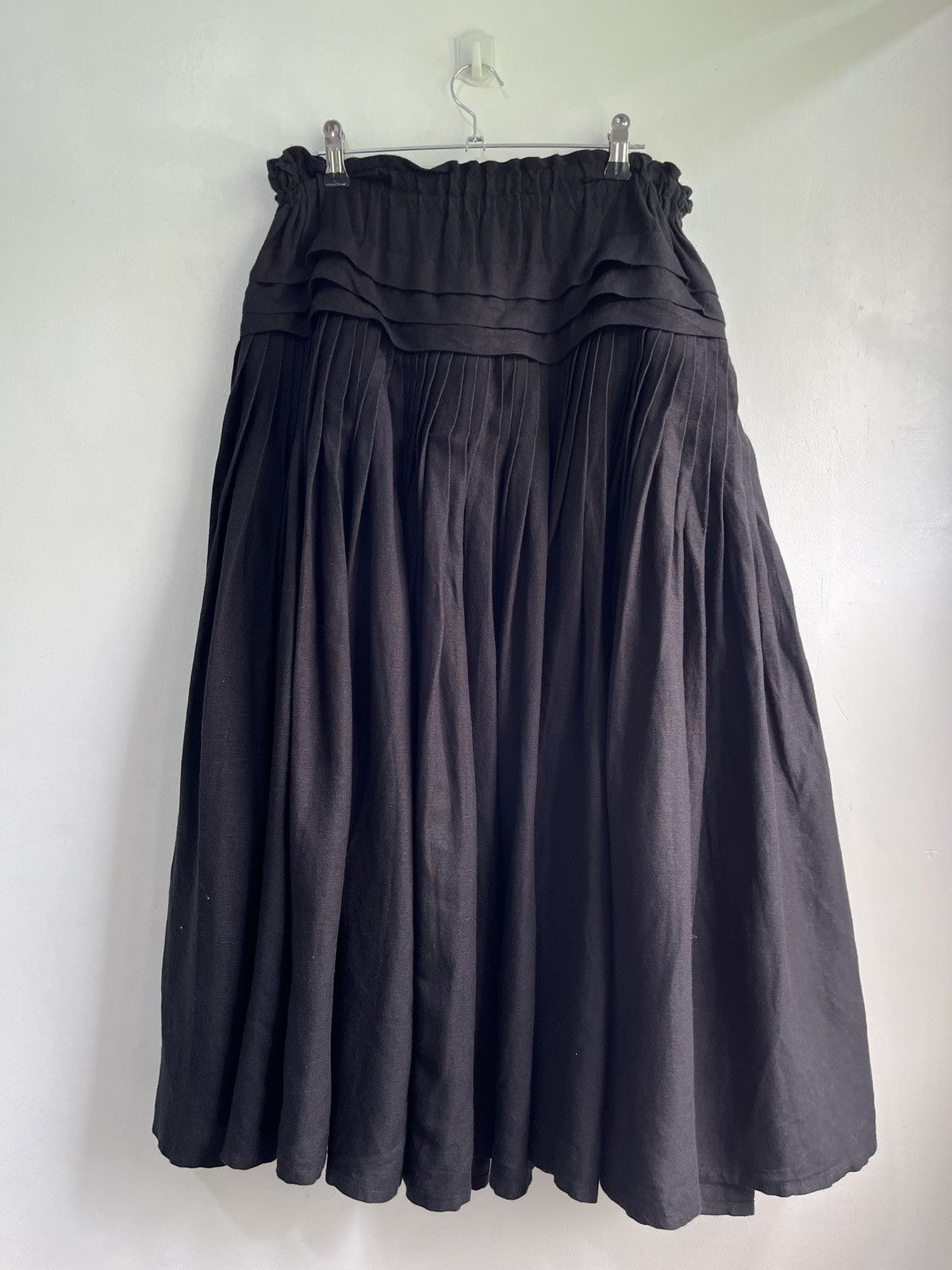 Limi Feu Wide Pleated Linen Skirt Size 28" / US 6 / IT 42 - 3 Thumbnail