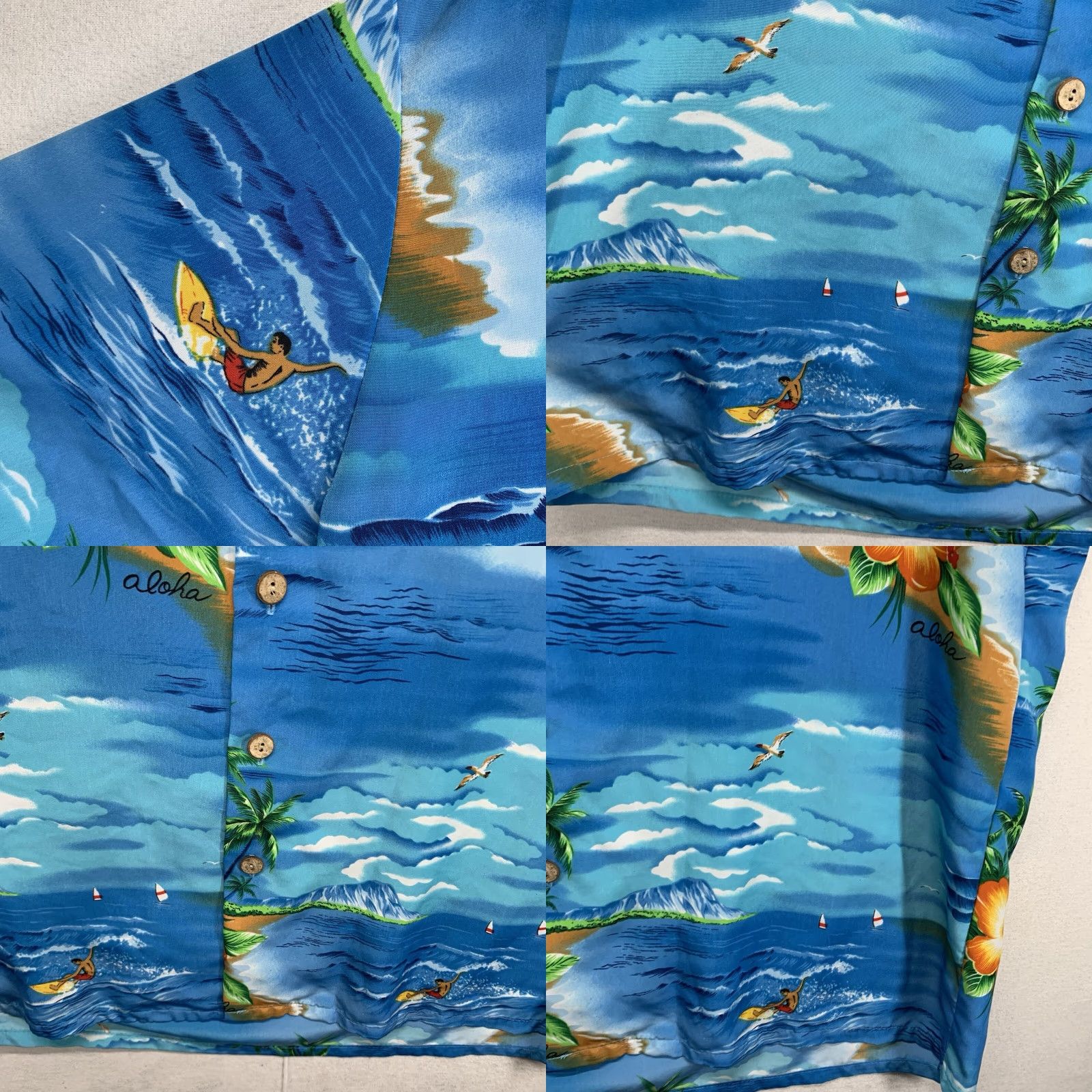 Vintage VINTAGE Kennington California Hawaiian Shirt Mens L Blue Hibiscus Surfer Wrap Button-Up Short Sleeve Floral 80s 90s Aloha Luau Vacation Hula Girl Size US L / EU 52-54 / 3 - 8 Thumbnail