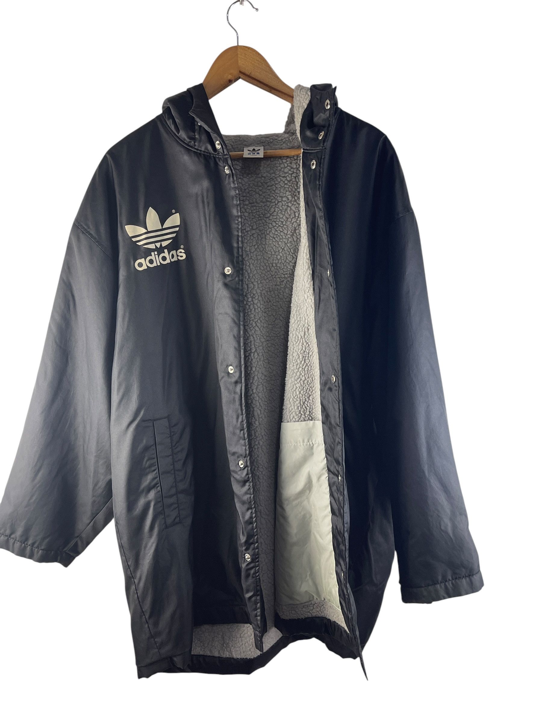 Adidas Vintage 90s Adidas Trefoil Fleece Lined Hooded Jacket Size US L / EU 52-54 / 3 - 13 Thumbnail