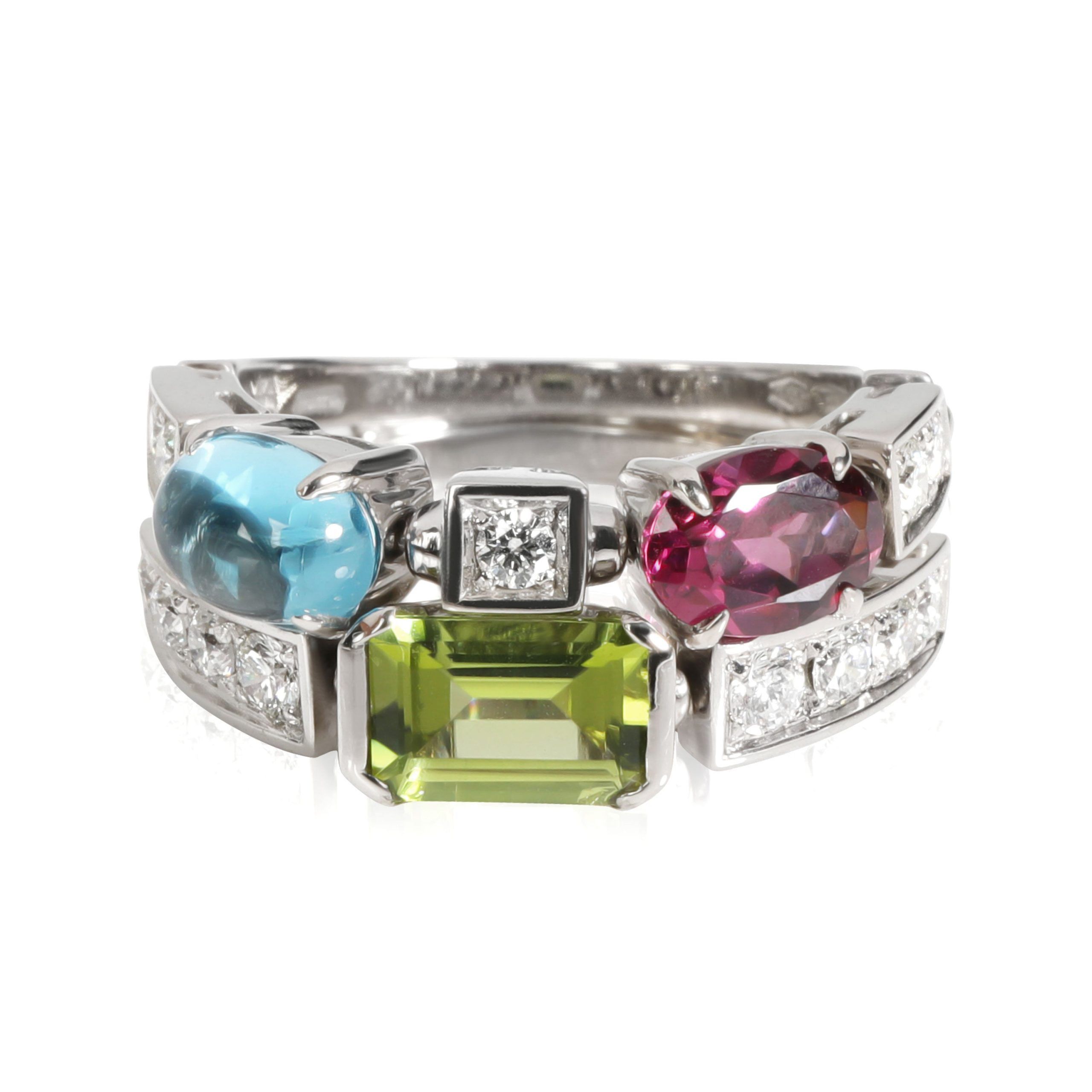image of Bvlgari Bulgari Allegra Two Band Diamond Fashion Ring In 18K White Gold 0.6 Ctw, Women's