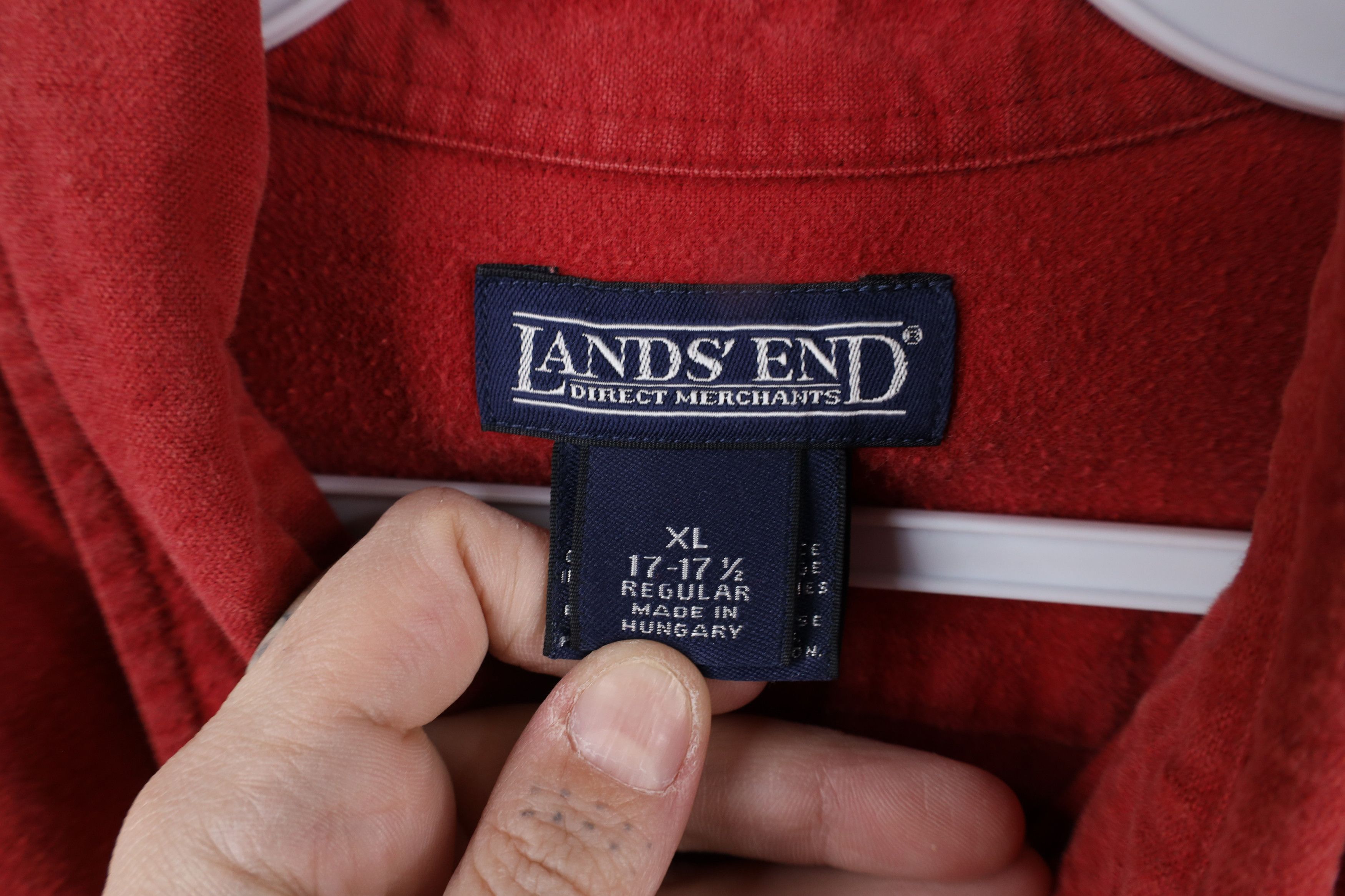 Lands' End × Vintage Vintage 90s Lands End Chamois Cloth Button Down Shirt Red Size US XL / EU 56 / 4 - 10 Thumbnail