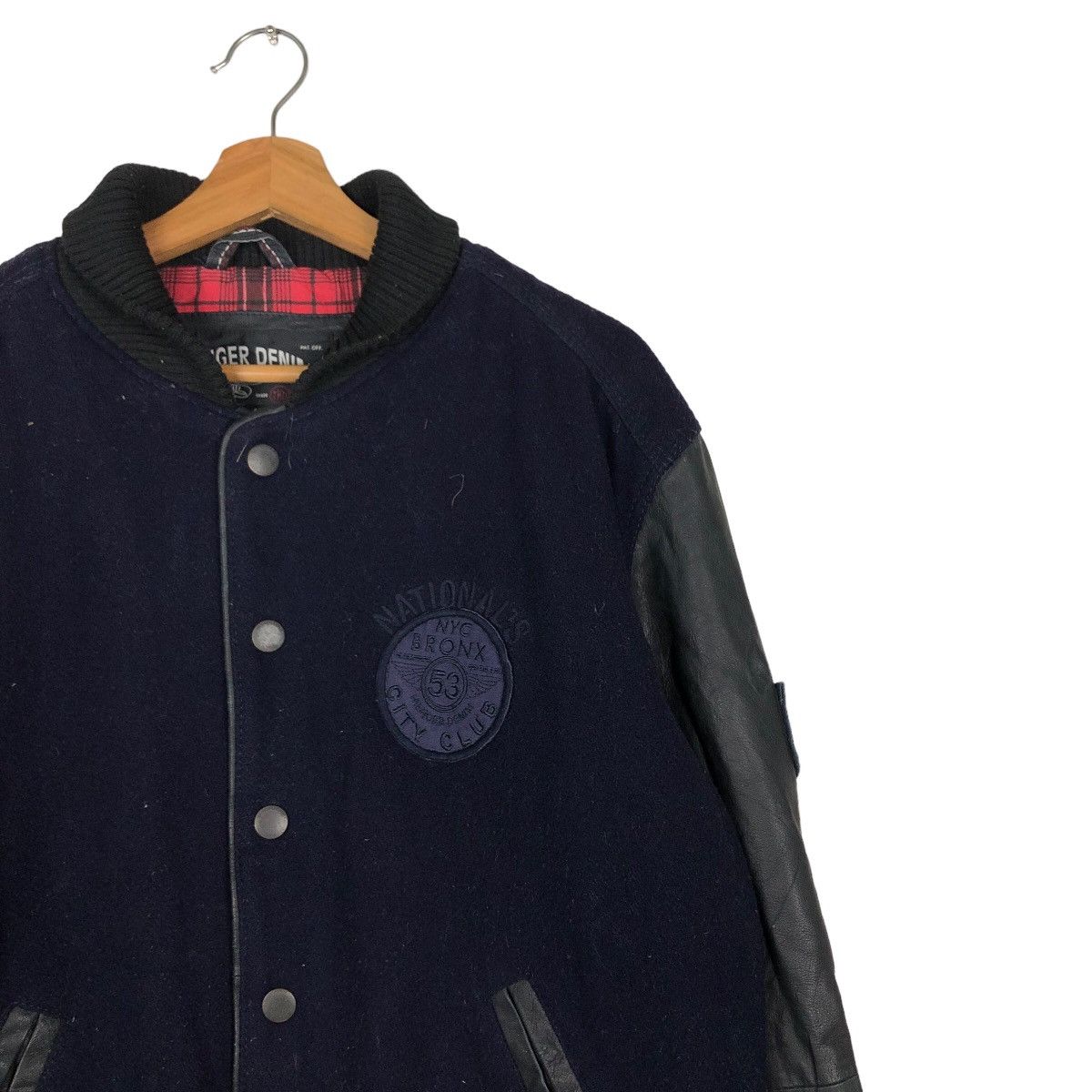 Japanese Brand Vintage Leather Jacket Fly Hilfiger Denim Big Logo SpellOut Size US L / EU 52-54 / 3 - 6 Thumbnail