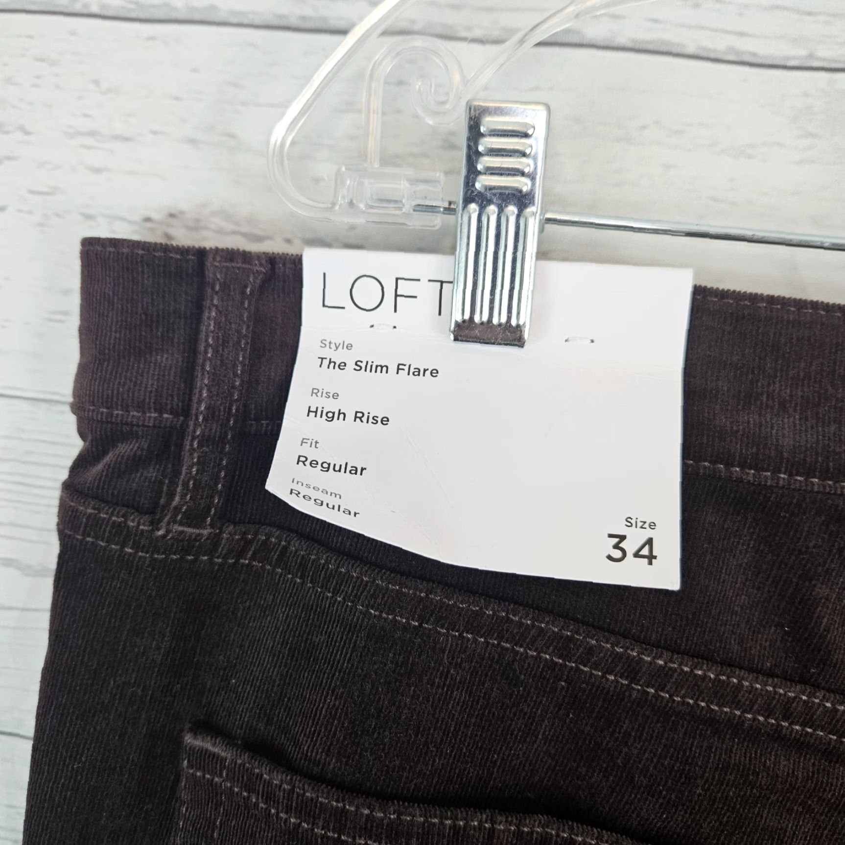 Loft Ann Taylor LOFT Womens Slim Flare Corduroy Pants Sz 18 Brown High Rise Size 40" / US 18 - 6 Thumbnail