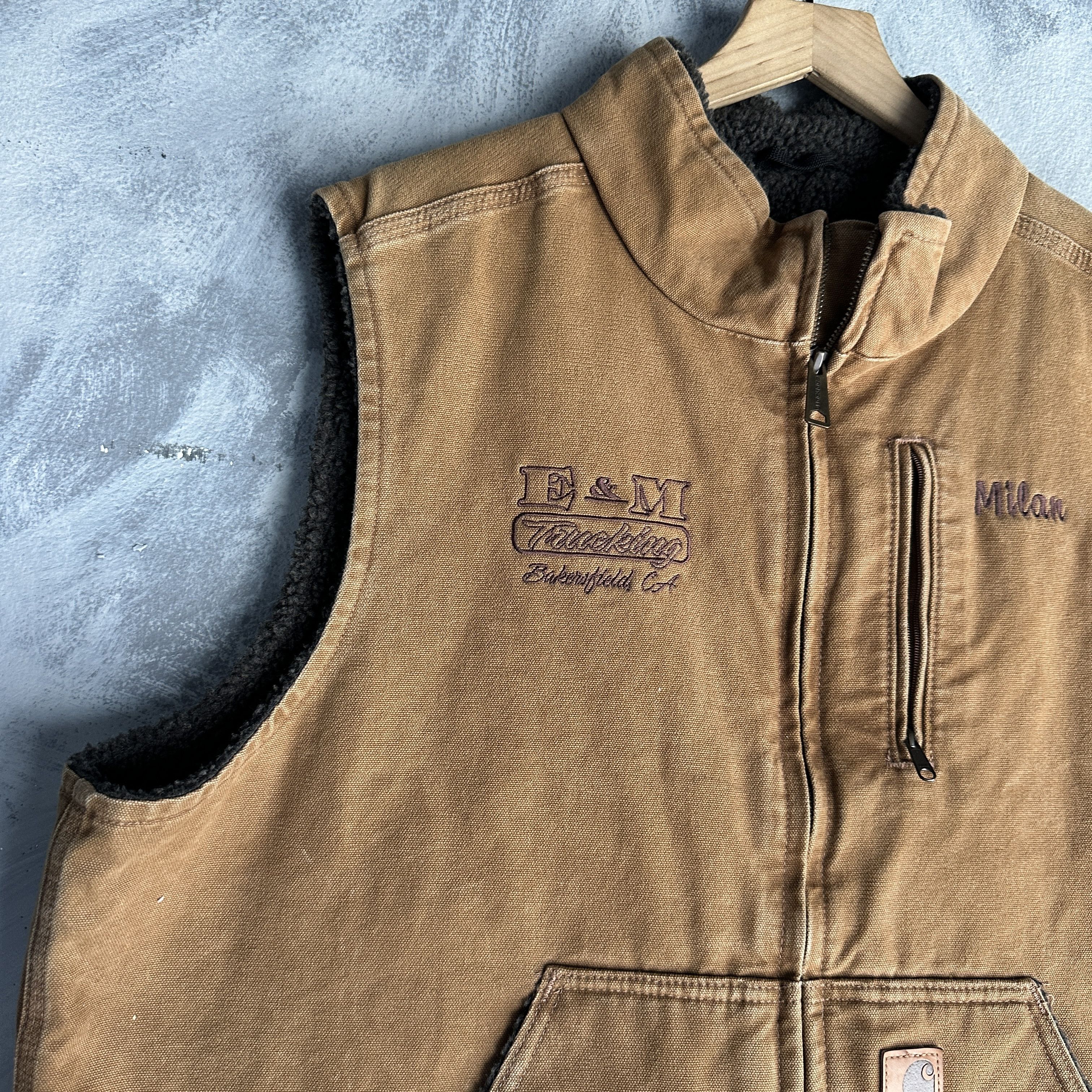 Carhartt Carhartt Sherpa Fleece Lined Vest Mens Canvas Mock Neck Size US XL / EU 56 / 4 - 4 Thumbnail