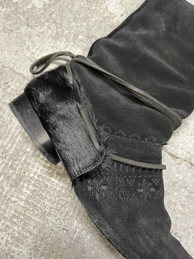 Marithe + Francois Girbaud Marithé + François Girbaud Black Ankle Suede Leather Pony Hair Boots Size US 6.5 / IT 36.5 - 7 Thumbnail