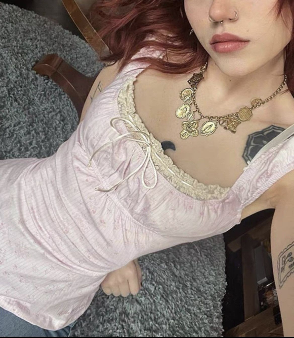 Anna Molinari Vintage Y2K Anna Molinari knit lace tank top 🎀💗 Size ONE SIZE - 10 Thumbnail