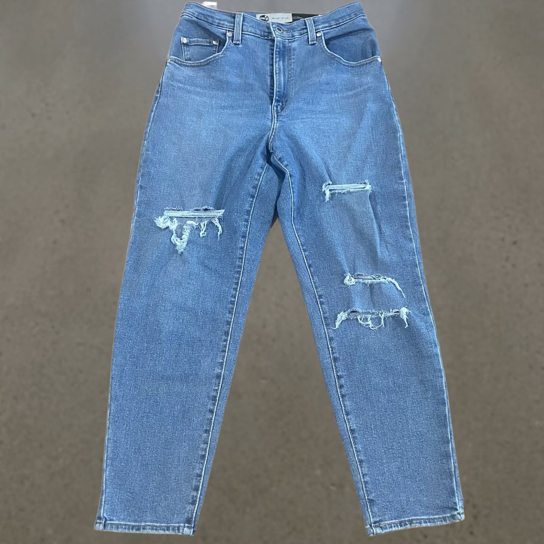Levi's VINTAGE Levi's Silvertab Mom Jeans Womens Size 29x26 Blue Denim High Rise Stretch Distressed 5-Pocket Tapered Leg Jeans Mens No? Size 29" - 1 Thumbnail