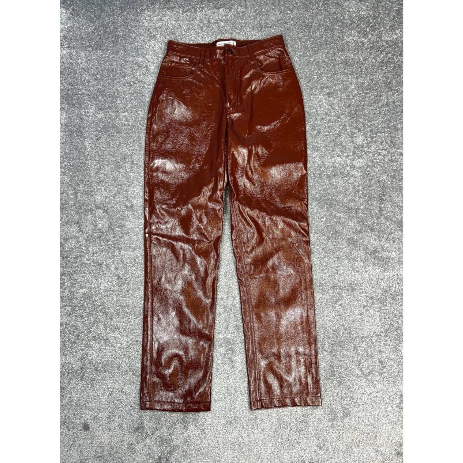 Abercrombie & Fitch Abercrombie & Fitch Pants Womens 29 90s Straight High Rise Brown Faux Leather Size 29" - 2 Thumbnail