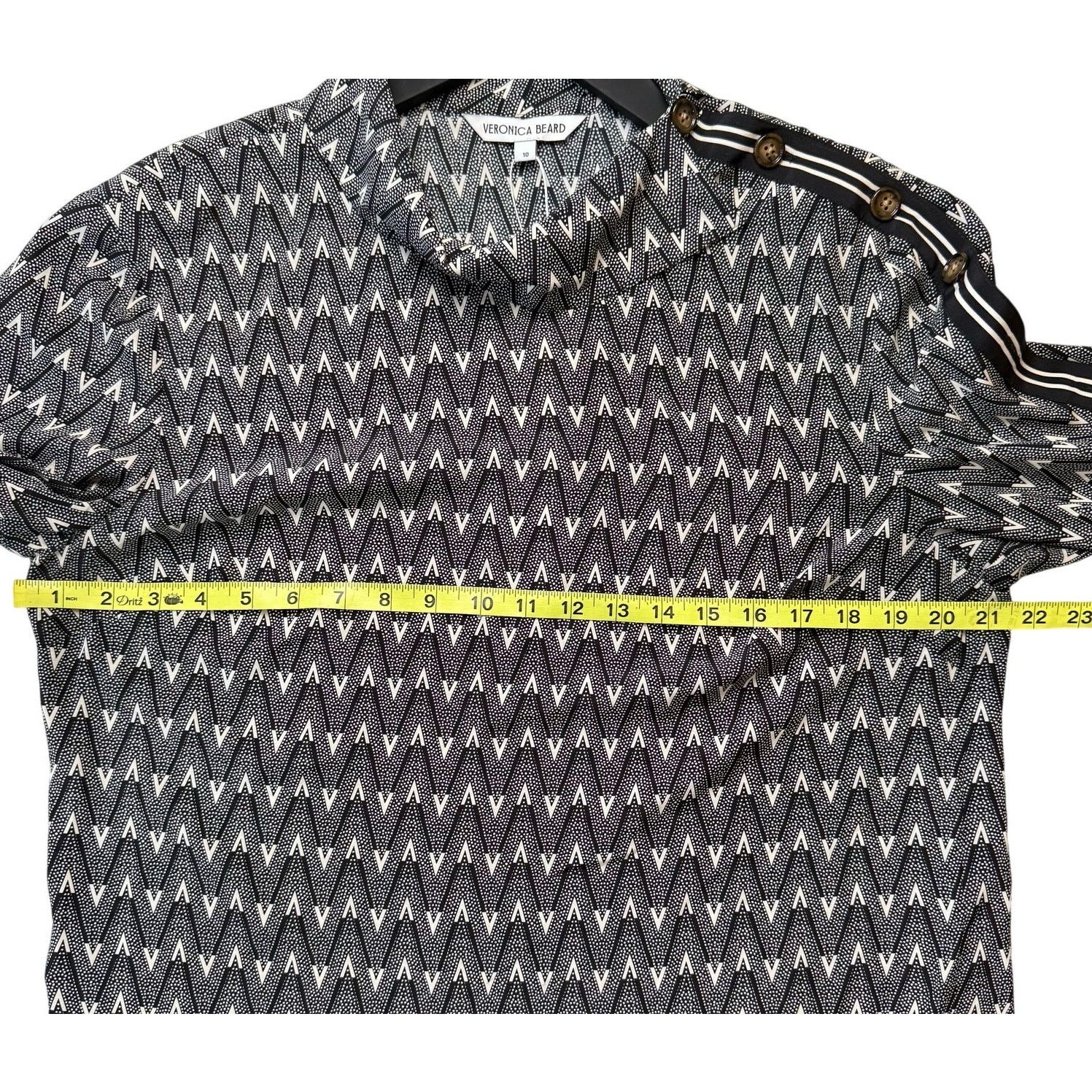 Veronica Beard VERONICA BEARD Clarkson Printed Silk Blend Long Sleeve Top Size L / US 10 / IT 46 - 8 Thumbnail