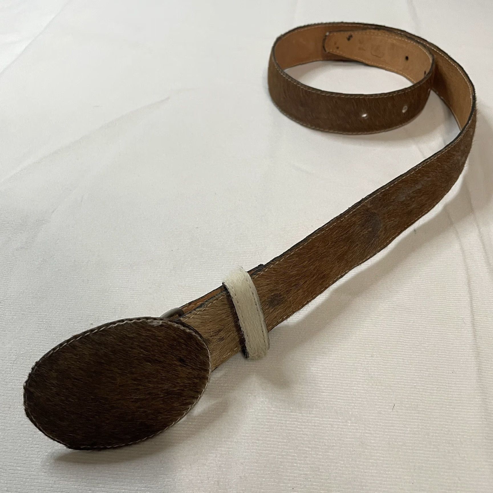 Imperial VTG Handmade Imperial Mexico Longhorn Fur Leather Cowhide Belt Western Tribal Men Belt Size ONE SIZE - 3 Thumbnail