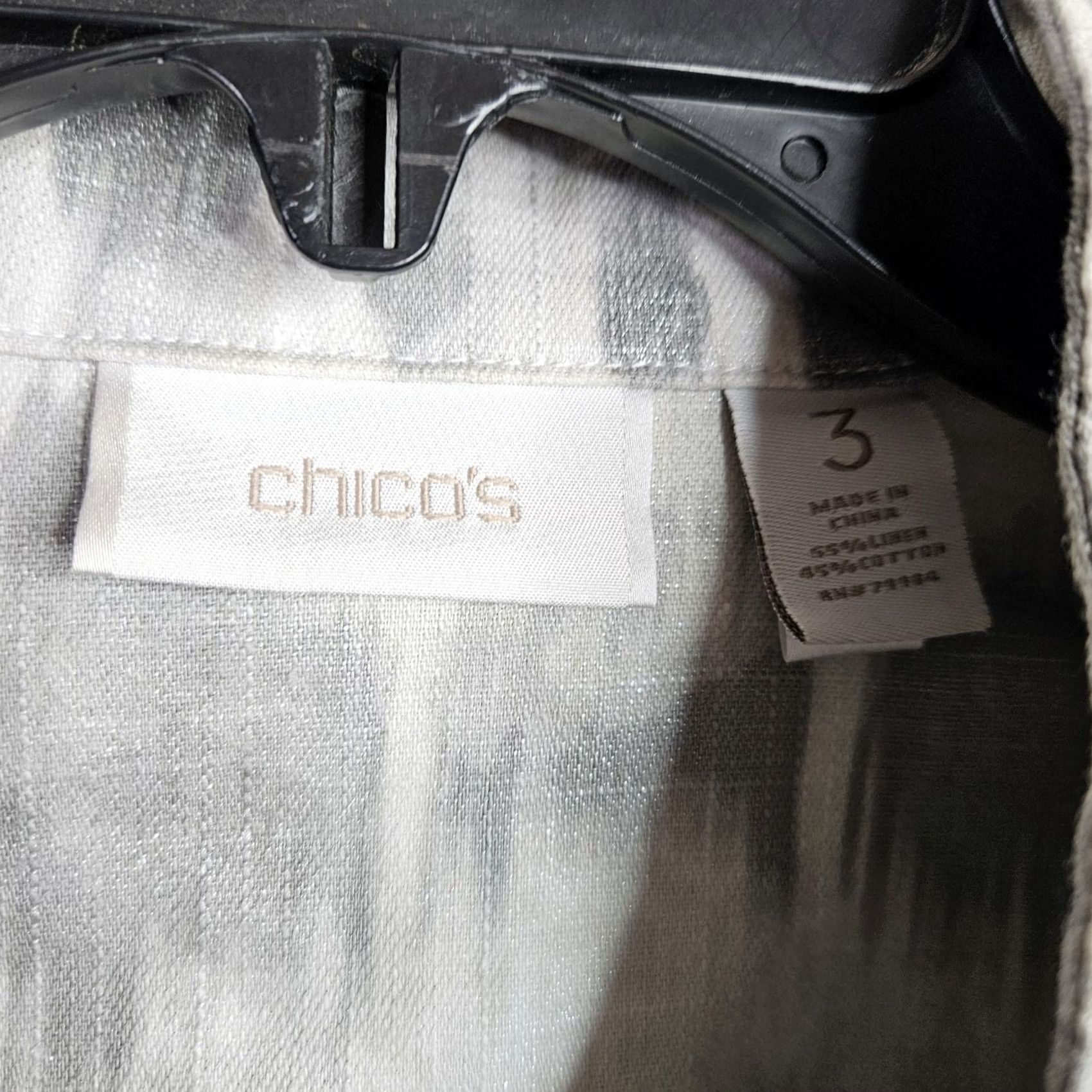 Vintage Chico’s Women’s Jacket XL Abstract Print Linen Cotton Casual Gray Button All Seasons Long Sleeve Size XL / US 12-14 / IT 48-50 - 5 Thumbnail