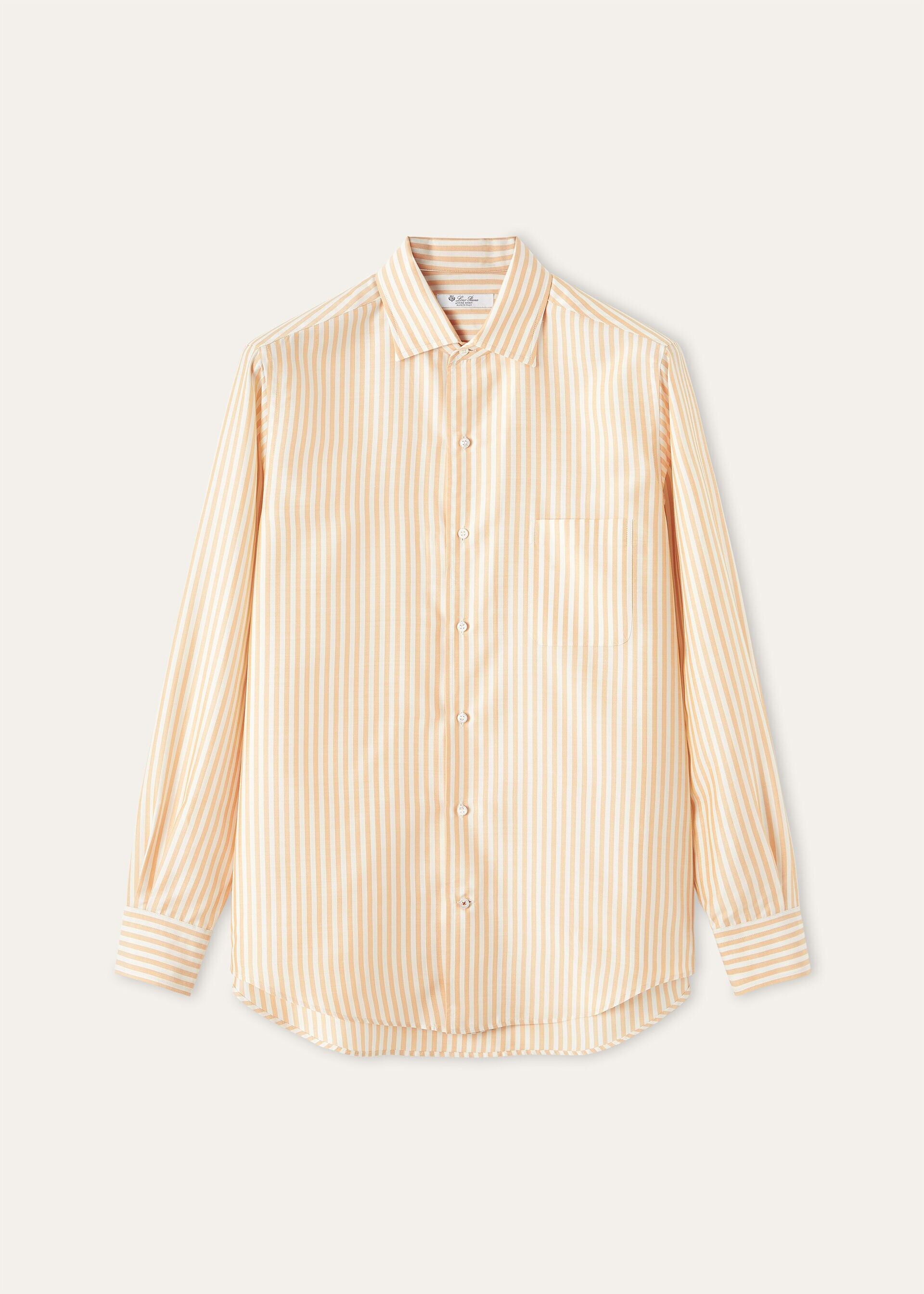 Loro Piana os11x0326 FAQ9950 André Shirt in Ivory/Peach Stripes Size US S / EU 44-46 / 1 - 1 Thumbnail