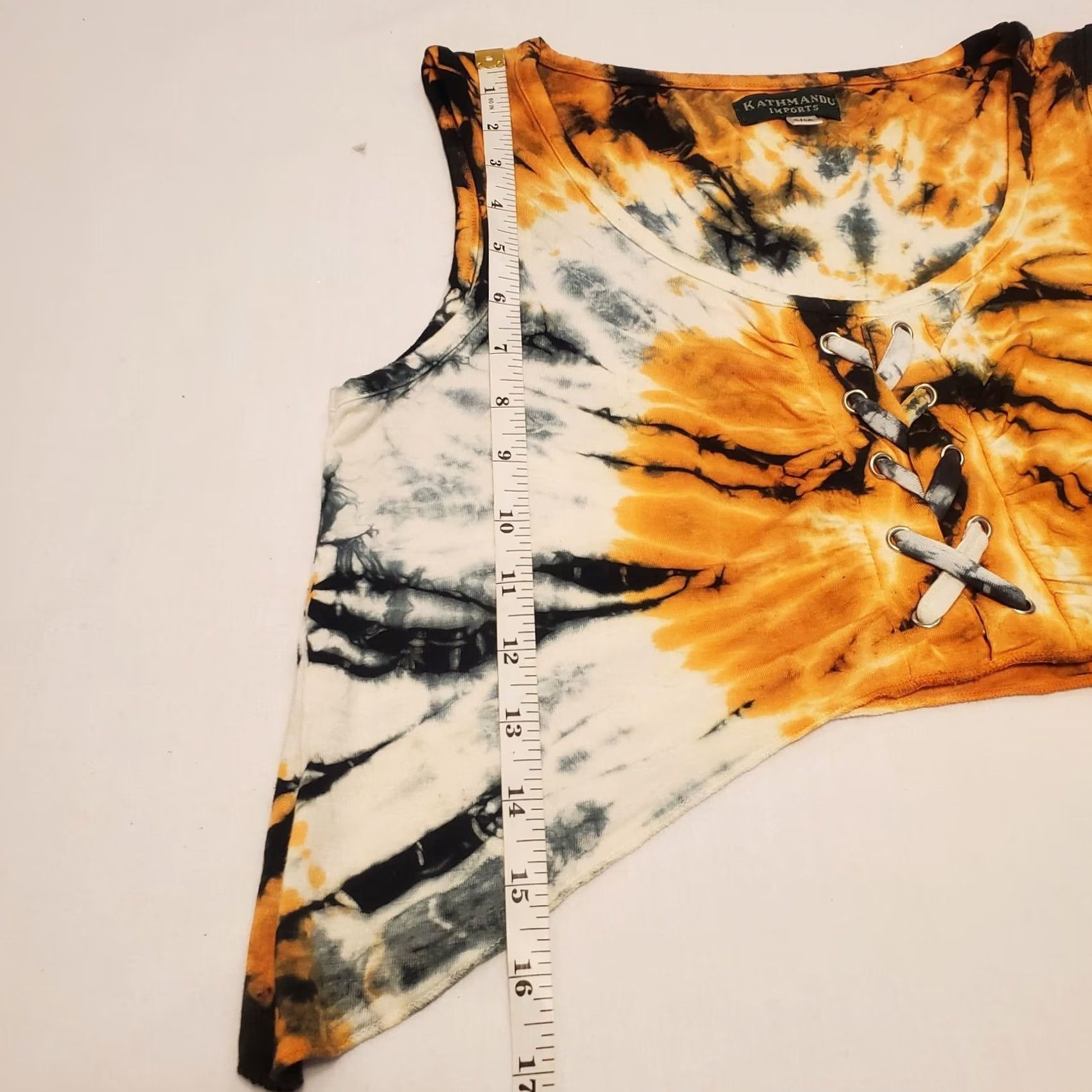 Kathmandu Kathmandu Imports Orange Black Tie Dye Crop Tank Top S/M Women Fall Halloween Size S / US 4 / IT 40 - 7 Thumbnail