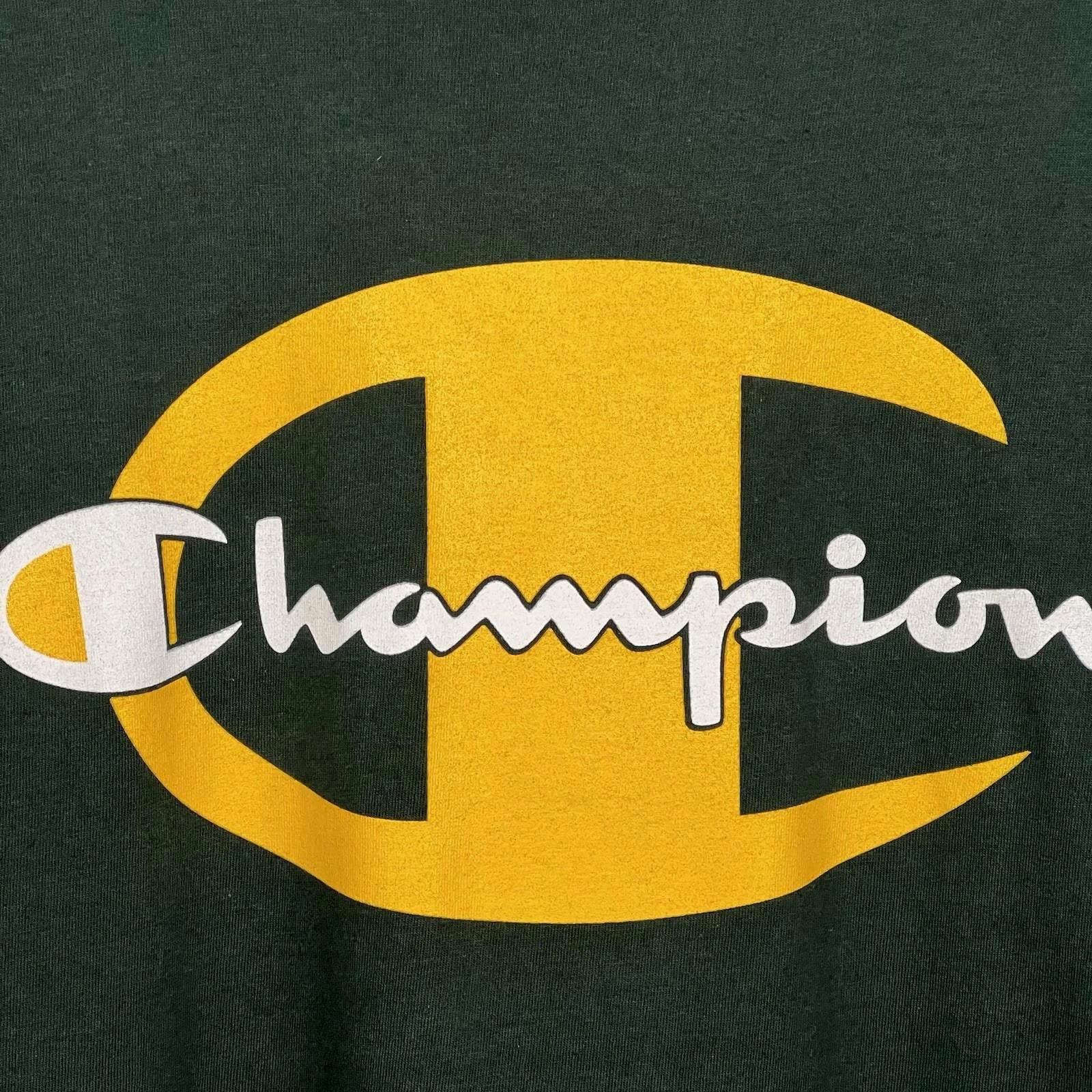 Champion Vintage 90s Champion Brand C Logo Dark Green T Shirt Large Size US XL / EU 56 / 4 - 2 Thumbnail