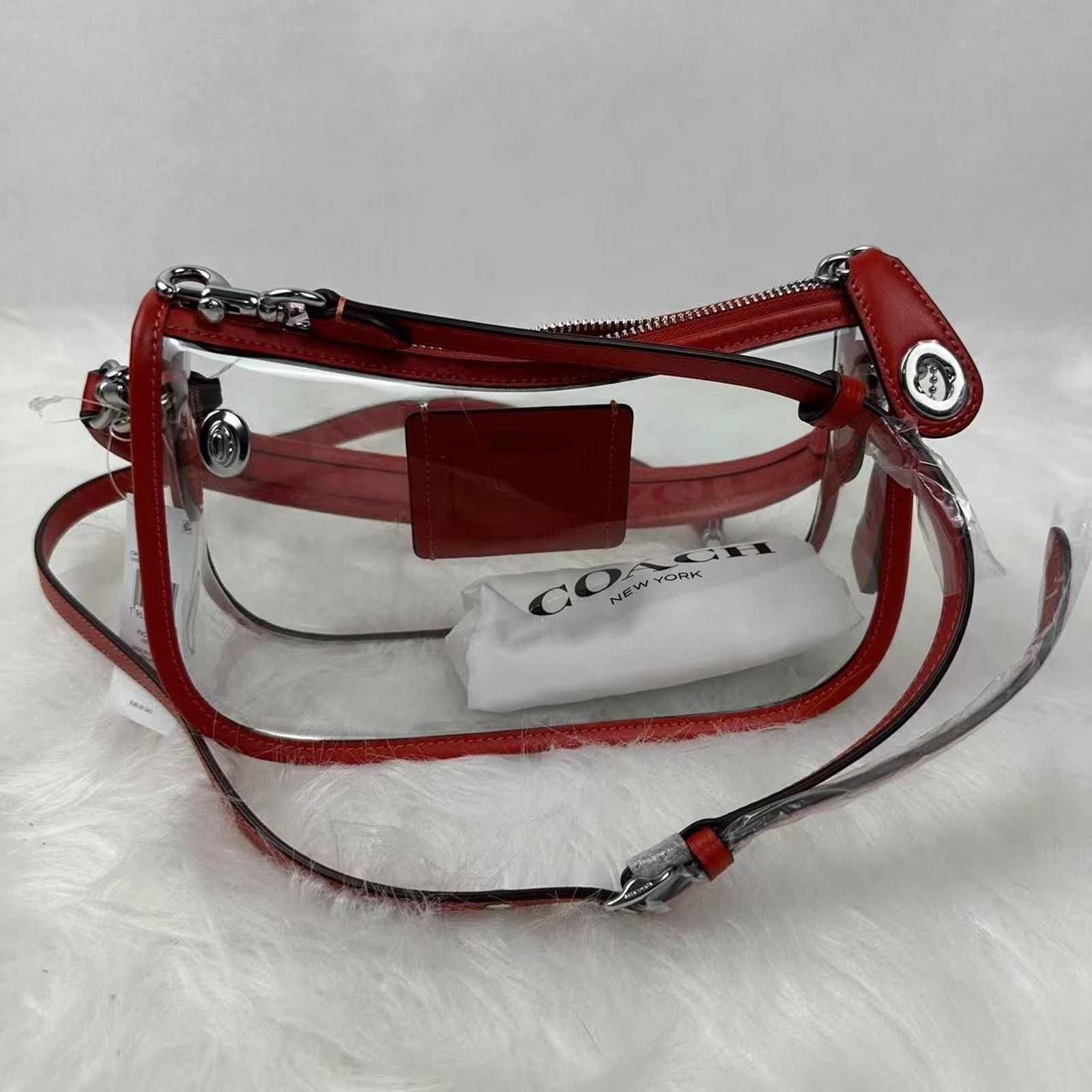 Coach Coach Stadium Swinger Crossbody Clear PVC Dust Bag CBH13 Red Size ONE SIZE - 7 Thumbnail