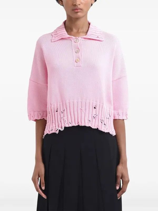 Marni o1w1db10426 Knitted Polo Top in Pink Size S / US 4 / IT 40 - 2 Thumbnail