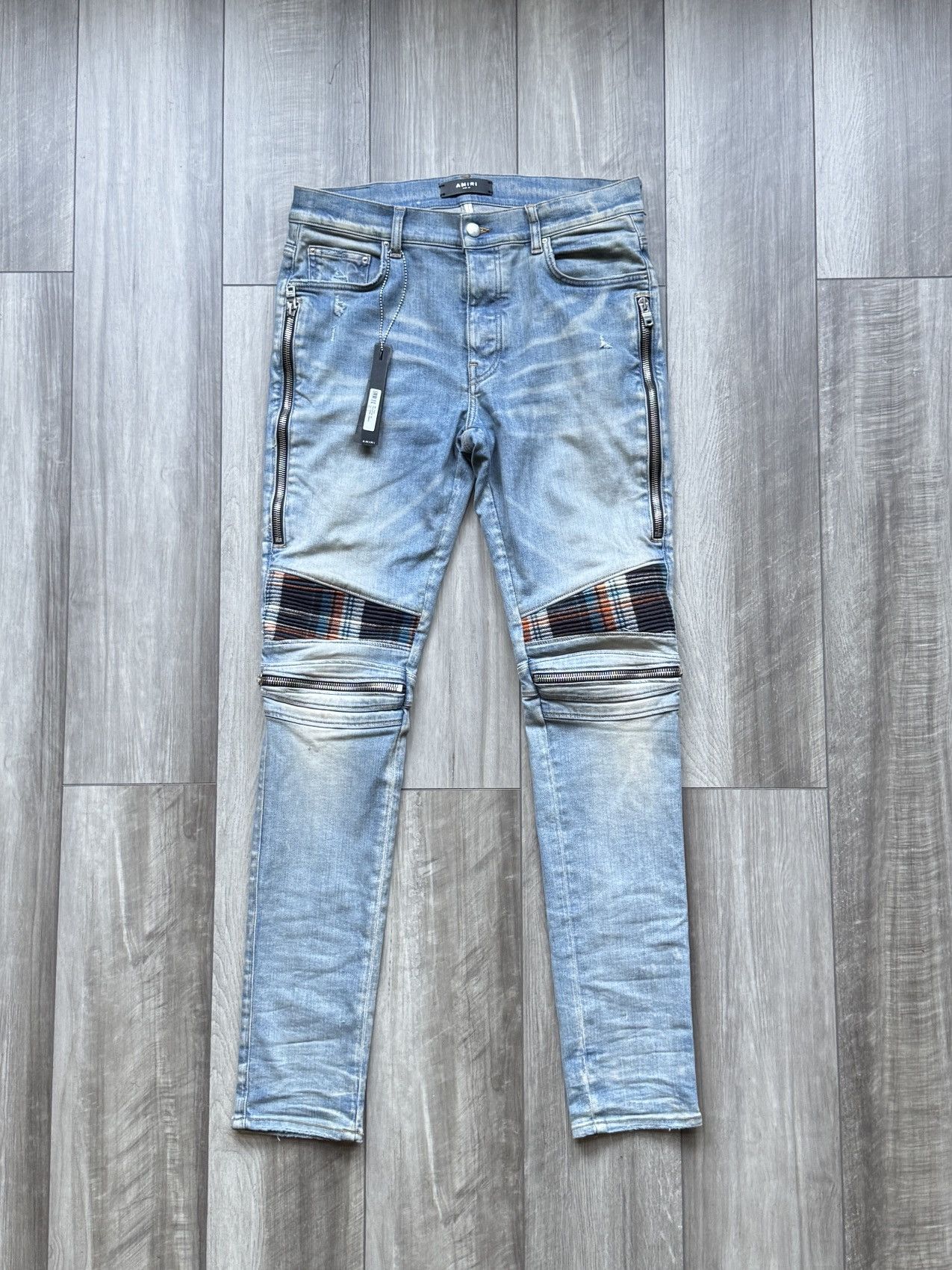 Amiri MX2 Indigo/Orange Flannel Denim
