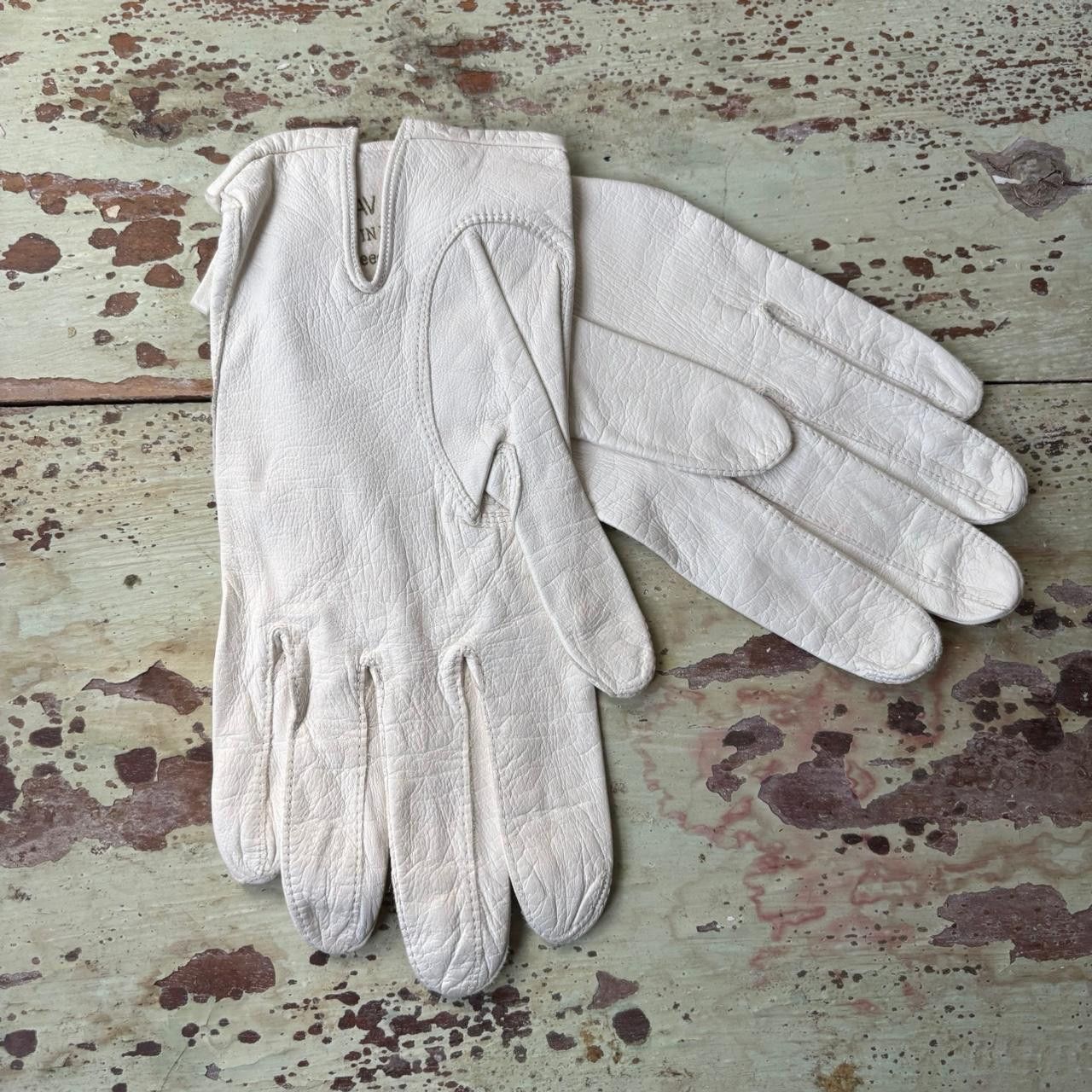 Other Vintage Neustaters Kislav Kid Ivory Leather Driving Gloves 7 Size ONE SIZE - 2 Thumbnail
