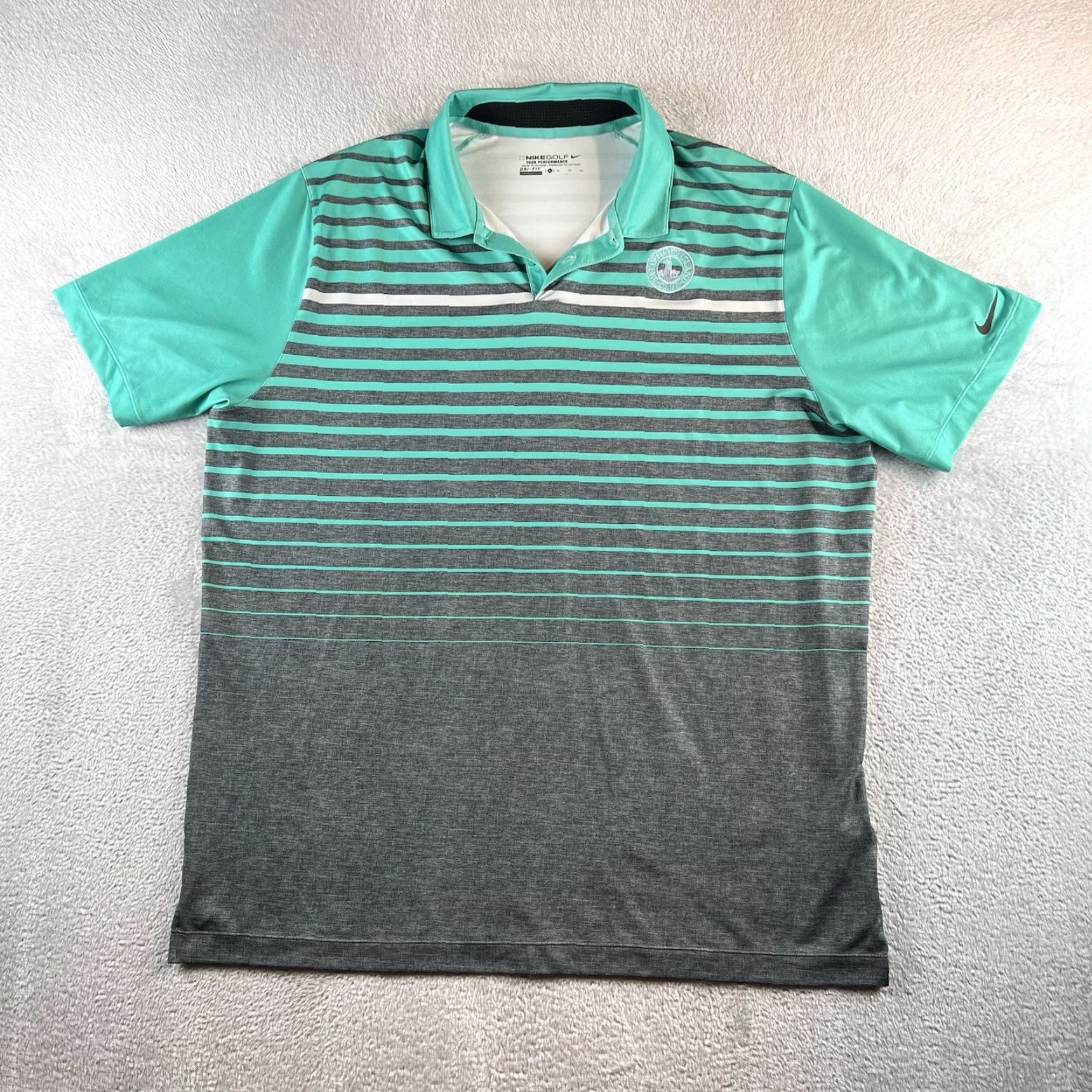 Nike Nike Golf Polo Shirt Men XL Gray Teal Dri-Fit Tour Performance Bald Head Island Club Size US XL / EU 56 / 4 - 2 Thumbnail