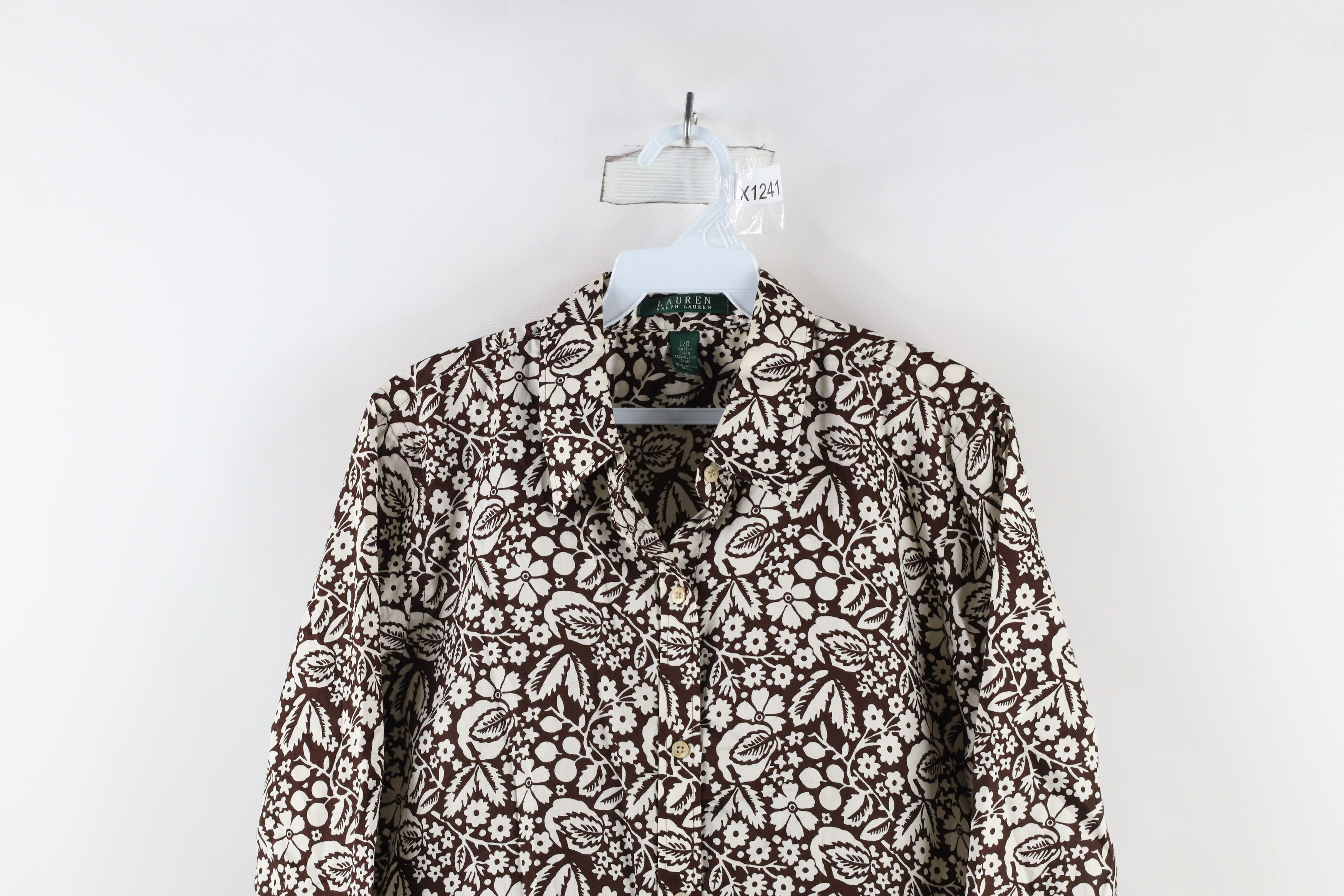 Ralph Lauren × Vintage Vintage 90s Ralph Lauren Flower All Over Print Button Shirt Size L / US 10 / IT 46 - 2 Thumbnail