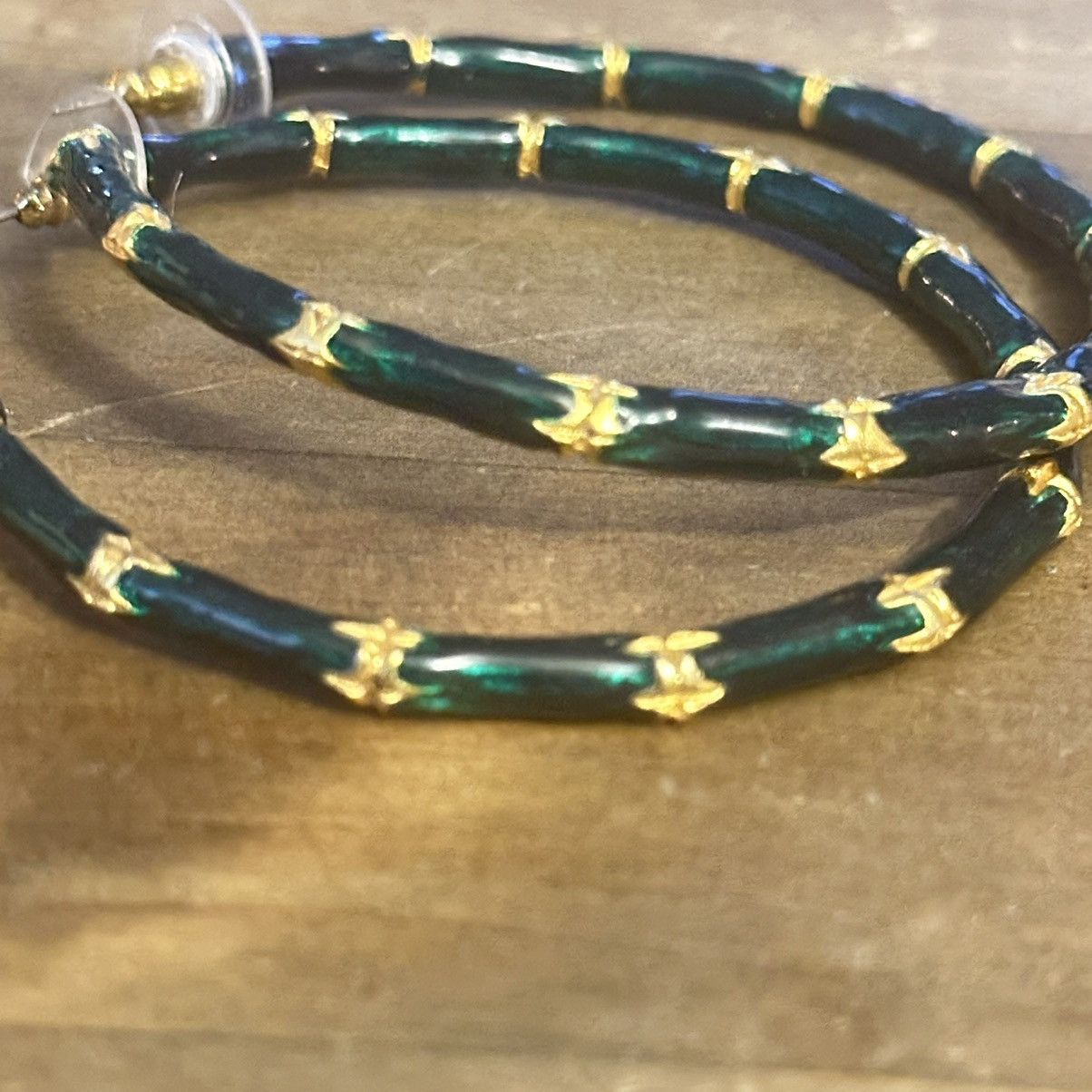 Other Large green bamboo hoop earrings Size ONE SIZE - 3 Thumbnail