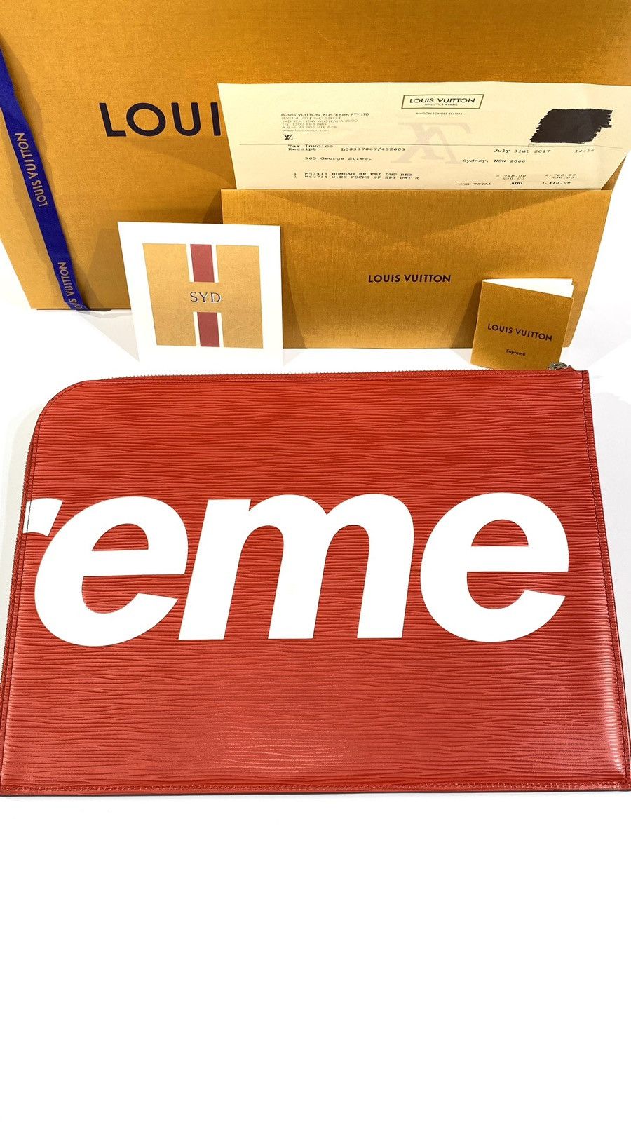 Louis Vuitton × Supreme Louis Vuitton X Supreme Pochette Red Jour EPI Leather Bag Size ONE SIZE - 2 Thumbnail